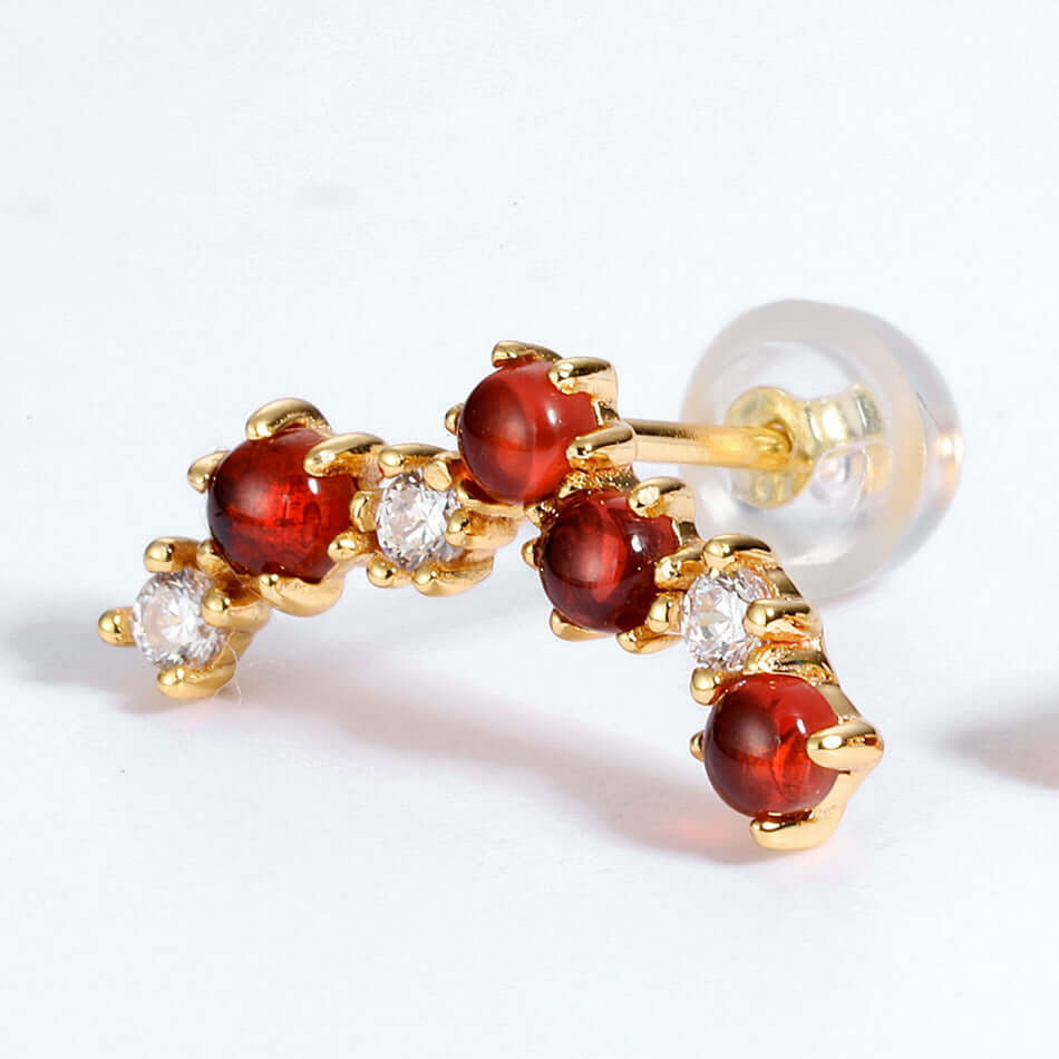 Natural Garnet Meteor Star Ear Climber Earrings for Women | Elegant Dangle Earrings for Party, Wedding & Evening Wear | E7277