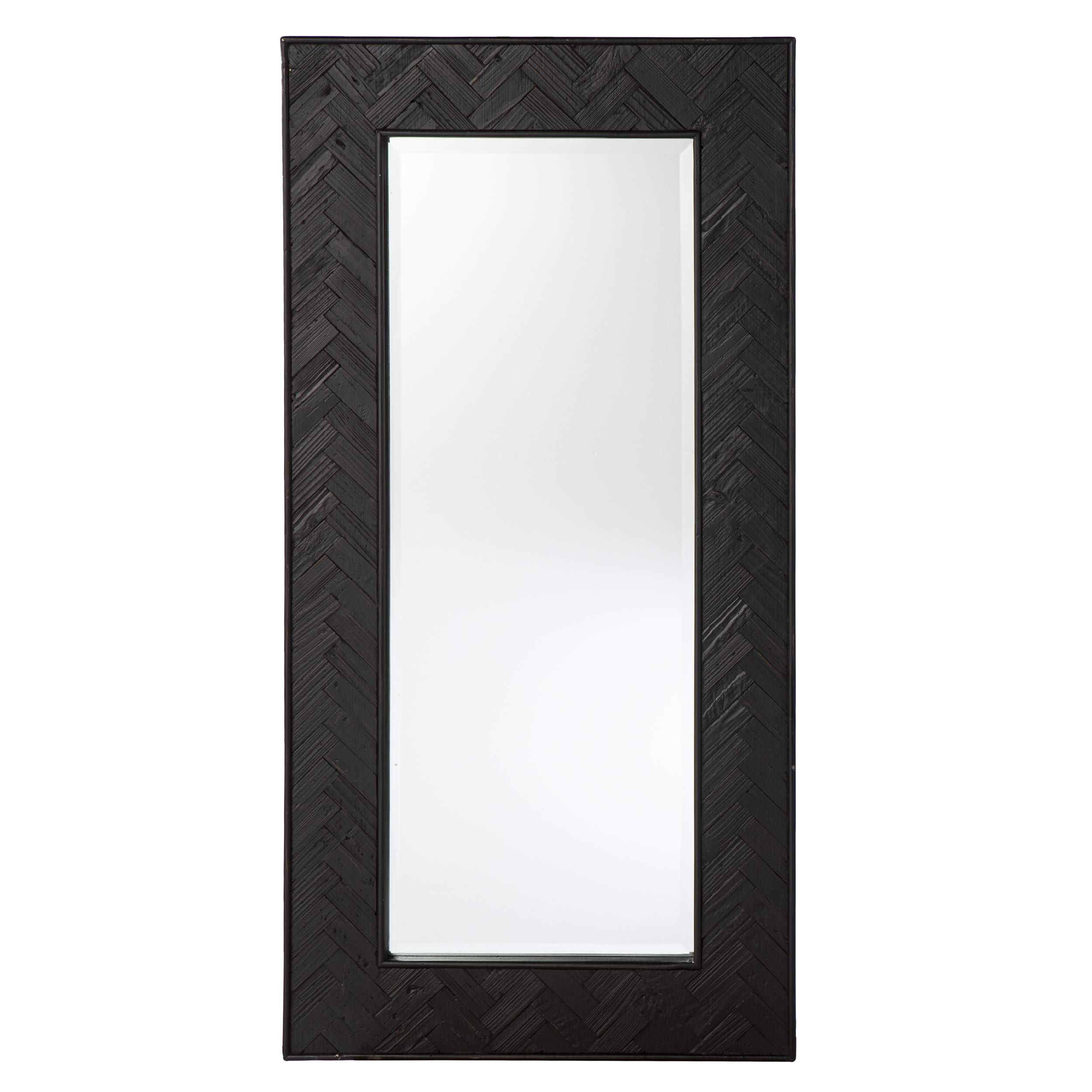 SEI Furniture Dessingham Reclaimed Wood Wall Mounted Mirror - Black Stained - Vintage Bathroom Decor, Bedroom Accent, Entryway Mirror for Farmhouse & Rustic Home Decor