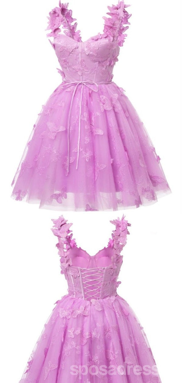 Floral Purple A-Line Mini Short Prom Homecoming Party Dress - Elegant & Stylish for Dances, Weddings & Special Occasions | CM1004
