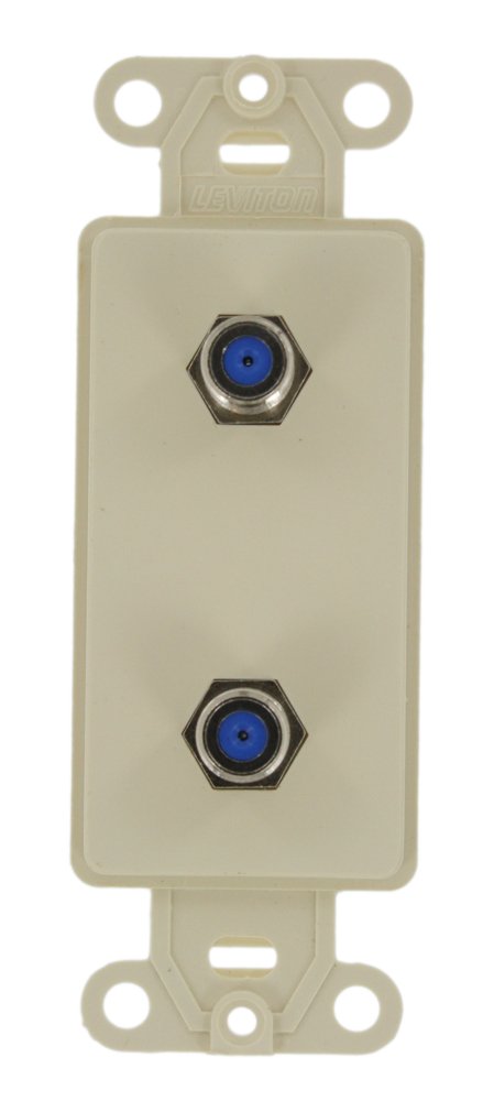 Leviton 40682-A CATV Video Decora Insert Flush Mount Jack in Almond - High-Quality Coaxial Cable Wall Plate for Home Theater & Cable TV Installation