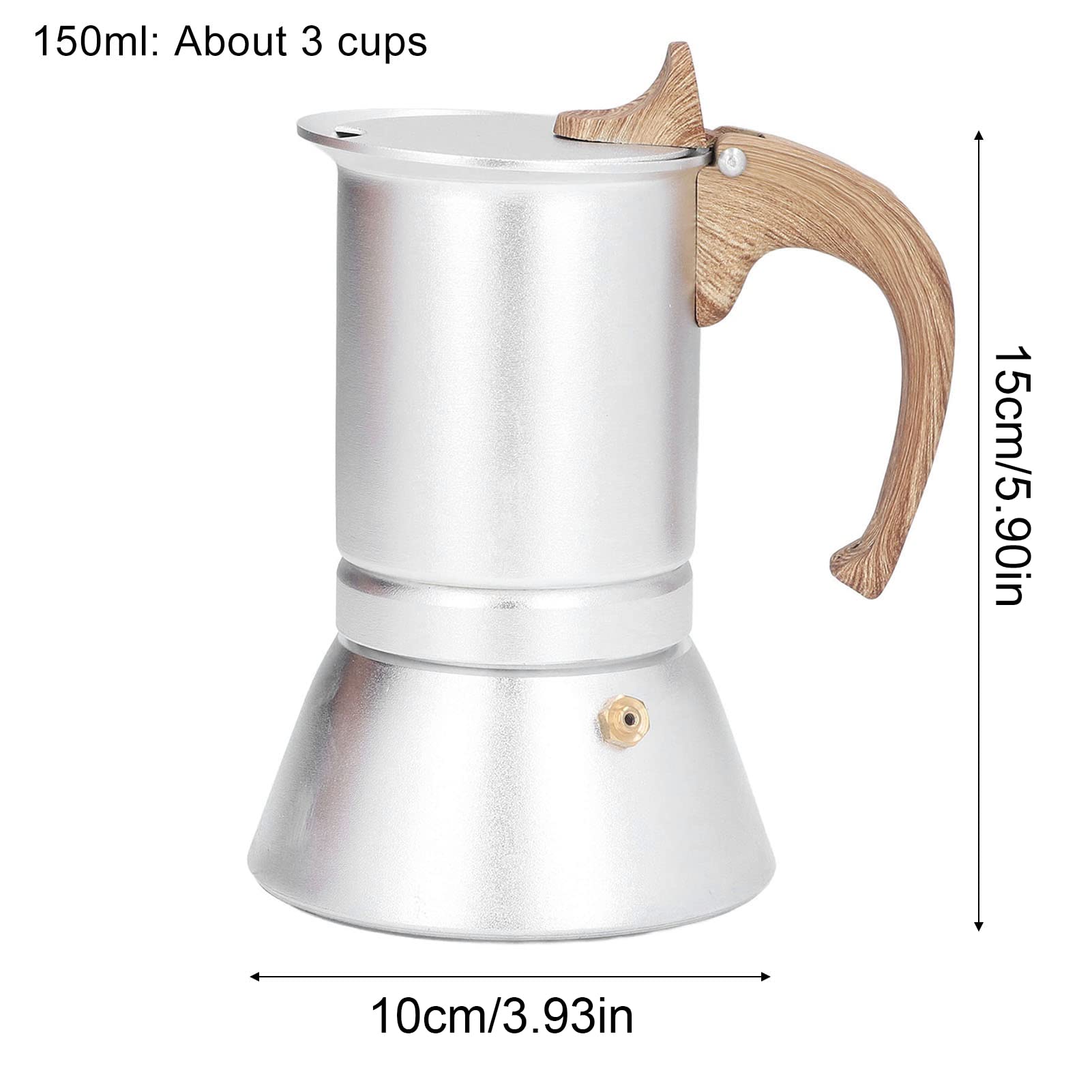 Italian Silver Moka Pot - 150ML Stovetop Espresso Maker for Home & Travel, Perfect for Cappuccino & Latte