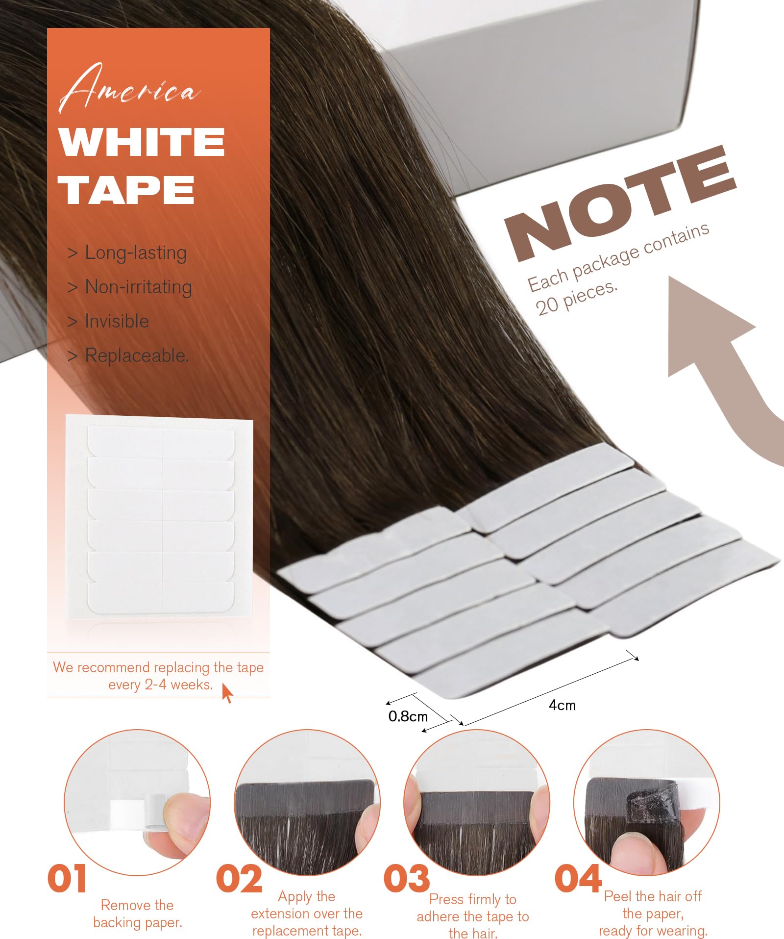 Sunny Tape in Hair Extensions 12 Inch 20Pcs - 100% Remy Human Hair, Invisible & Natural Looking Dark Brown Hair Extensions for Women - Perfect for Volume, Length & Styling for Parties, Weddings & Daily Wear