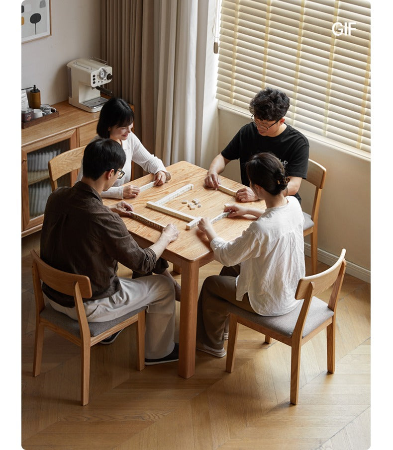 Solid Oak Wood Modern Square Dining Table - Perfect for Small Spaces, Apartments & Contemporary Home Decor