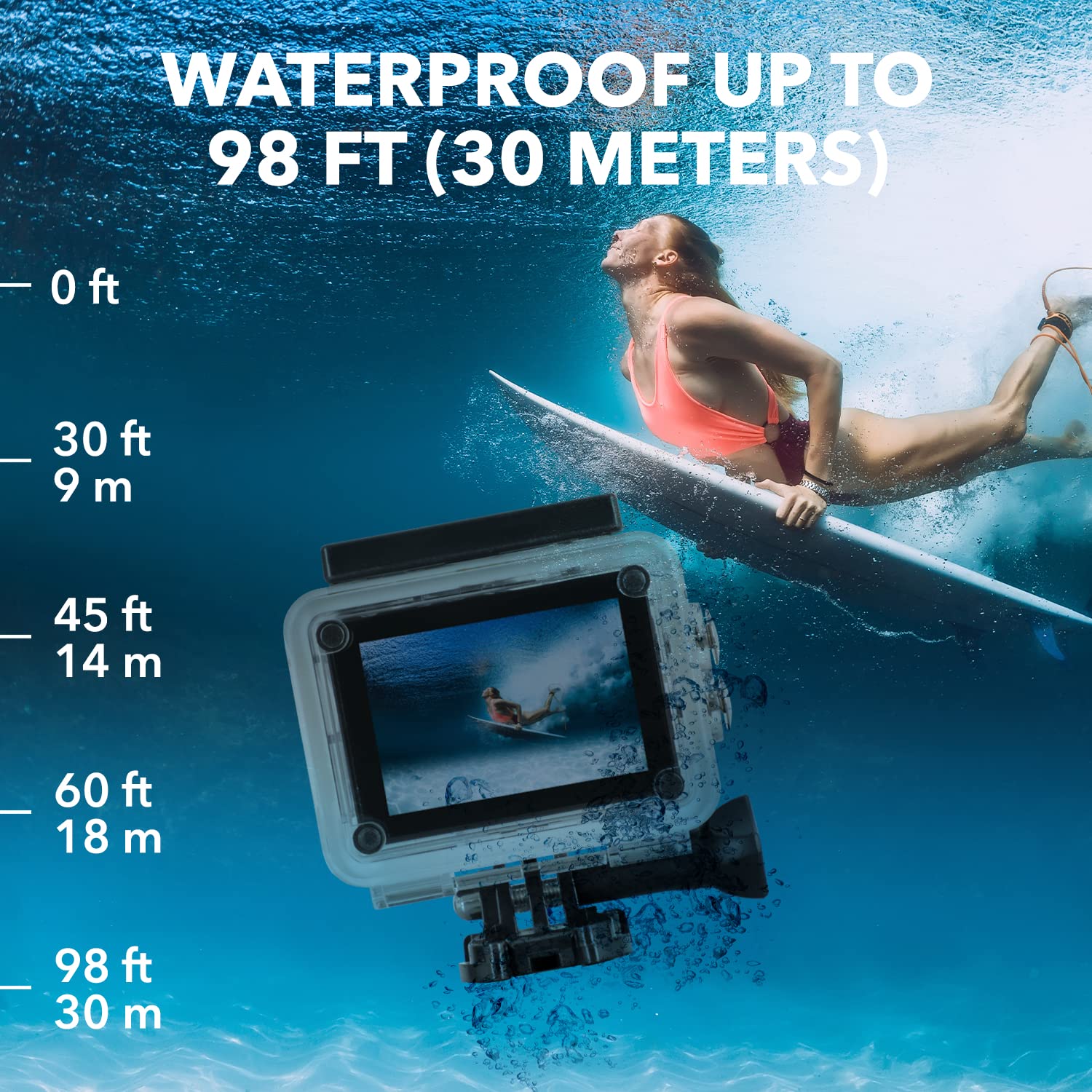4K Waterproof Action Camera - 12MP SNAPSHOT Hero with 170° Wide Angle Lens | Professional HD Sports Camera for Diving, Skiing & Extreme Sports | Perfect for Underwater Adventures, Vlogging & Outdoor Activities