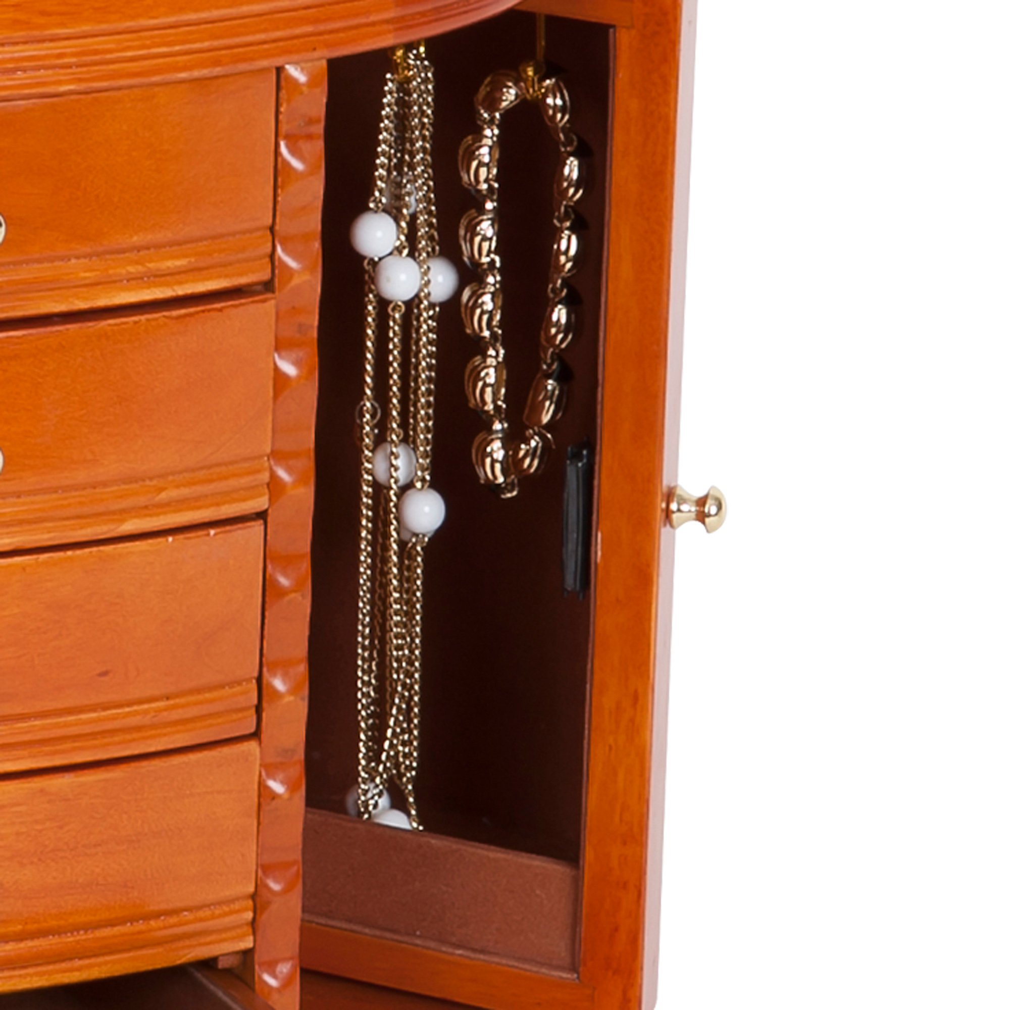 Mele & Co. Trinity Jewelry Box - Premium Walnut Wood Jewelry Organizer with Mirror | Perfect for Necklaces, Rings & Earrings Storage | Gift for Women & Brides