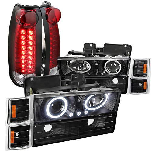 Spec-D Tuning Chrome Halo LED Projector Headlights & Fog Lamps - Compatible with Chevy Suburban & Tahoe (Left+Right Pair) | Durable Headlight Assembly for Night Driving & Off-Road Adventures