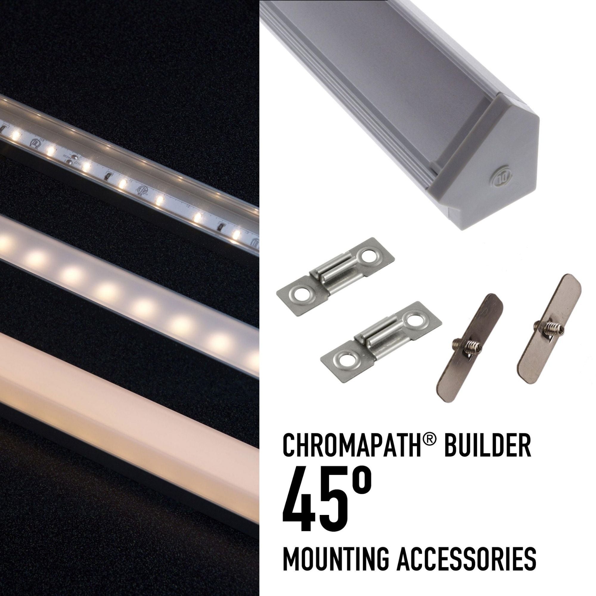 45 Degree LED Aluminum Channel - 48 Inch LED Light Strip Diffuser for Home, Office & Commercial Lighting