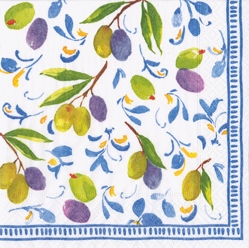 Premium Mediterranean Blue Cocktail Napkins - 50 Pack Elegant Disposable Drink Napkins for Parties, Weddings & Bars - Absorbent & Decorative Paper Beverage Coasters for Home & Office Use