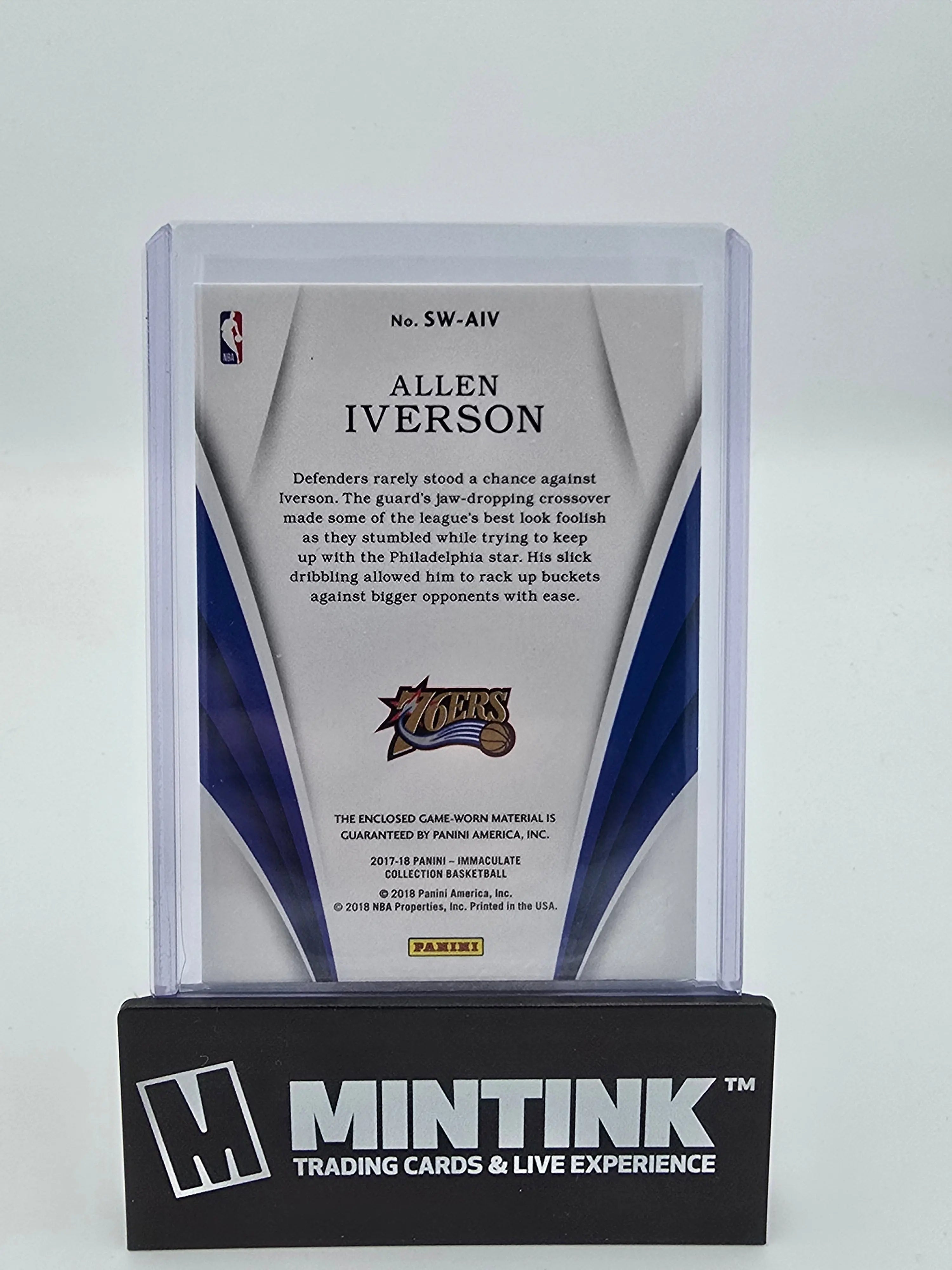 2017-18 Panini Immaculate Basketball Allen Iverson Gold Foil Patch Card 02/10 #SW AIV - Rare Collectible for Basketball Fans & Card Investors - Perfect for Display, Trading, and Memorabilia Collections