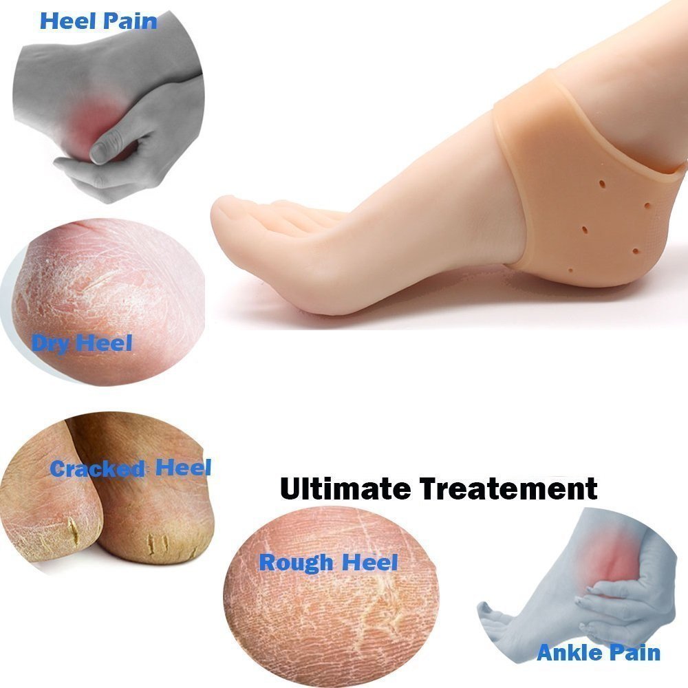 Anti-Slip Half Heel Socks with Silicone Gel - Moisturizing Foot Care Socks for Cracked Heels & Pain Relief - Unisex Beige One Size Fits All - Perfect for Sleeping, Yoga & Home Relaxation