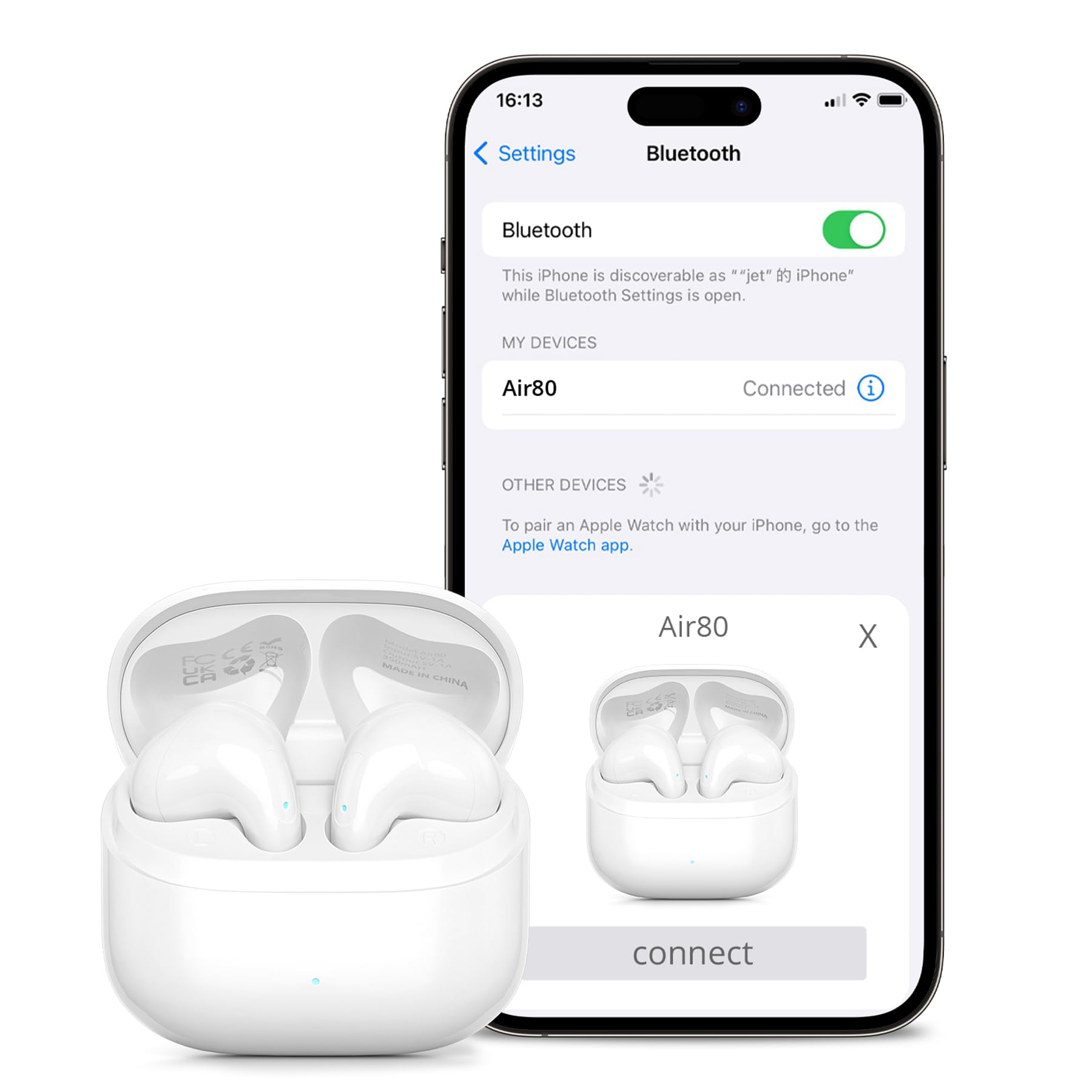 AsiceSound Wireless Bluetooth 5.3 Earbuds with Hi-Fi Stereo Sound, IP7 Waterproof Headphones, Touch Control & 46H Playtime - Perfect for Gym, Running, Travel & Work