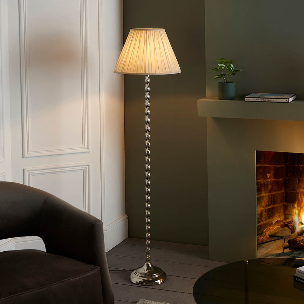 Altair & Chatsworth Floor Lamp - Polished Nickel Finish with E27 Socket - Perfect for Living Room, Bedroom, or Office Lighting
