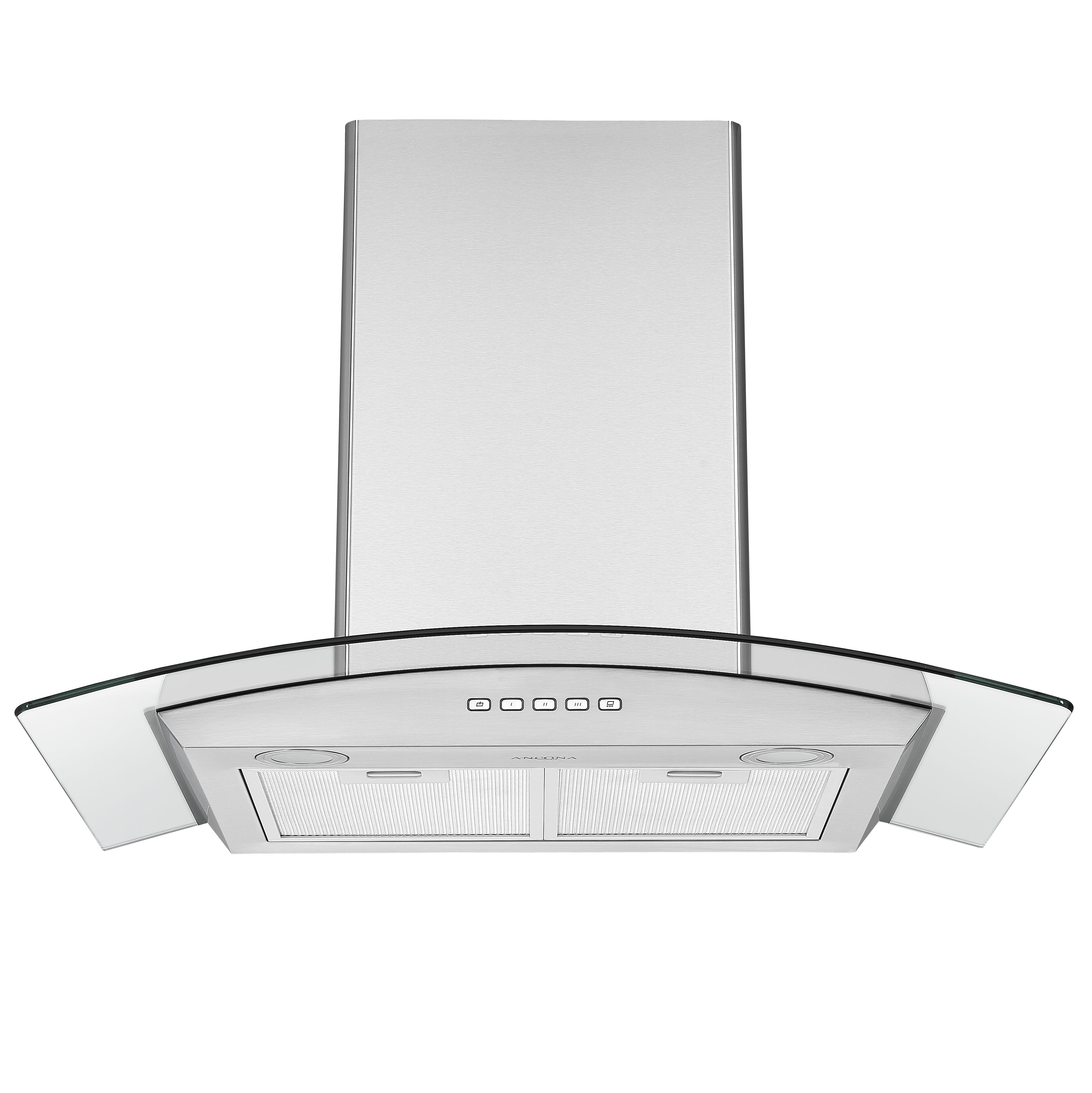 30 Inch Stainless Steel Convertible Wall Mount Range Hood with Glass Canopy - Perfect for Modern Kitchens, Open Concept Homes & Gourmet Cooking Spaces