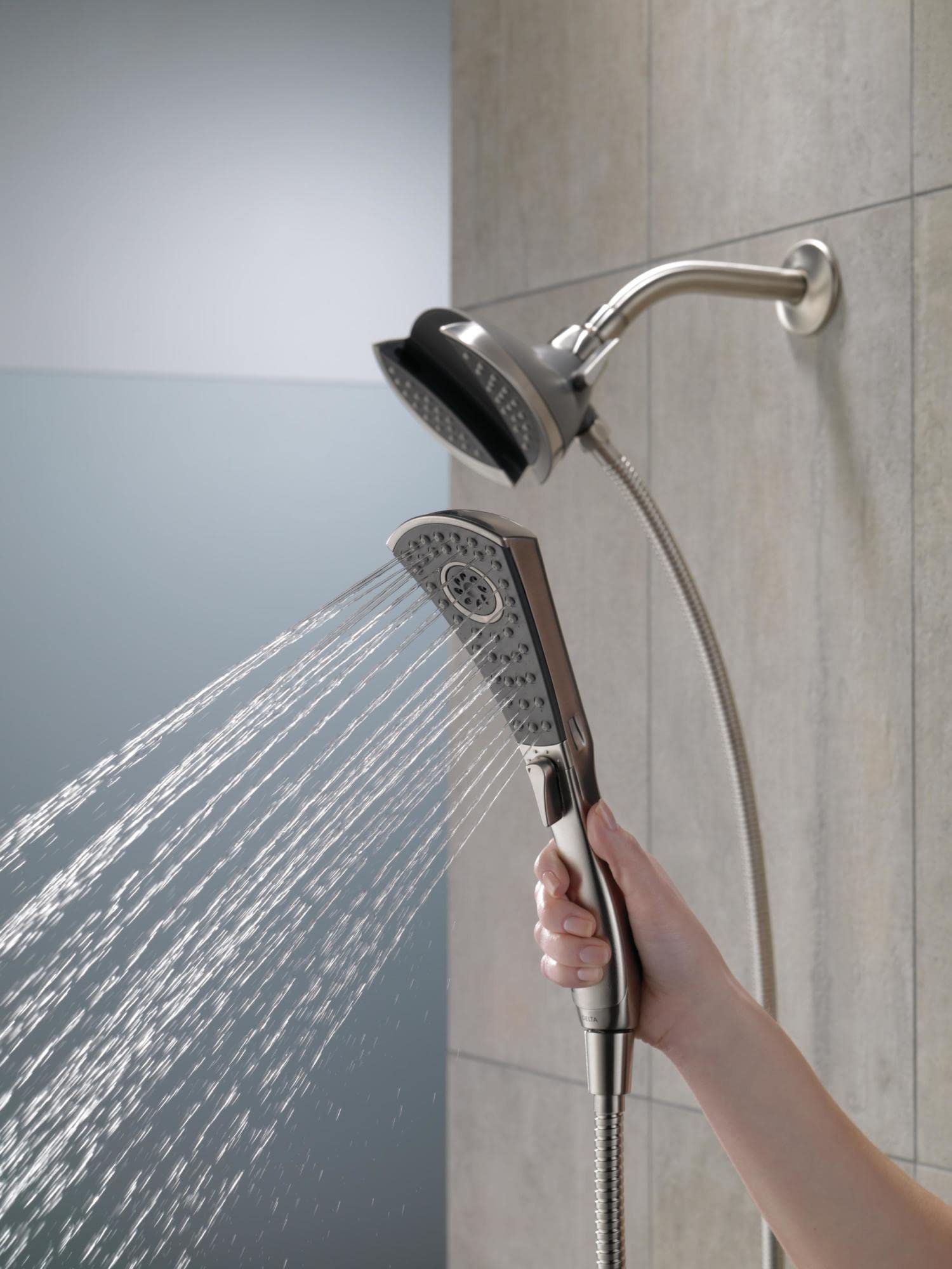 Delta 4-Spray In2ition Dual Shower Head with Handheld Spray - Chrome Detachable Shower Head with Hose (Model 58467) - Perfect for Bathroom Renovation & Spa-Like Shower Experience