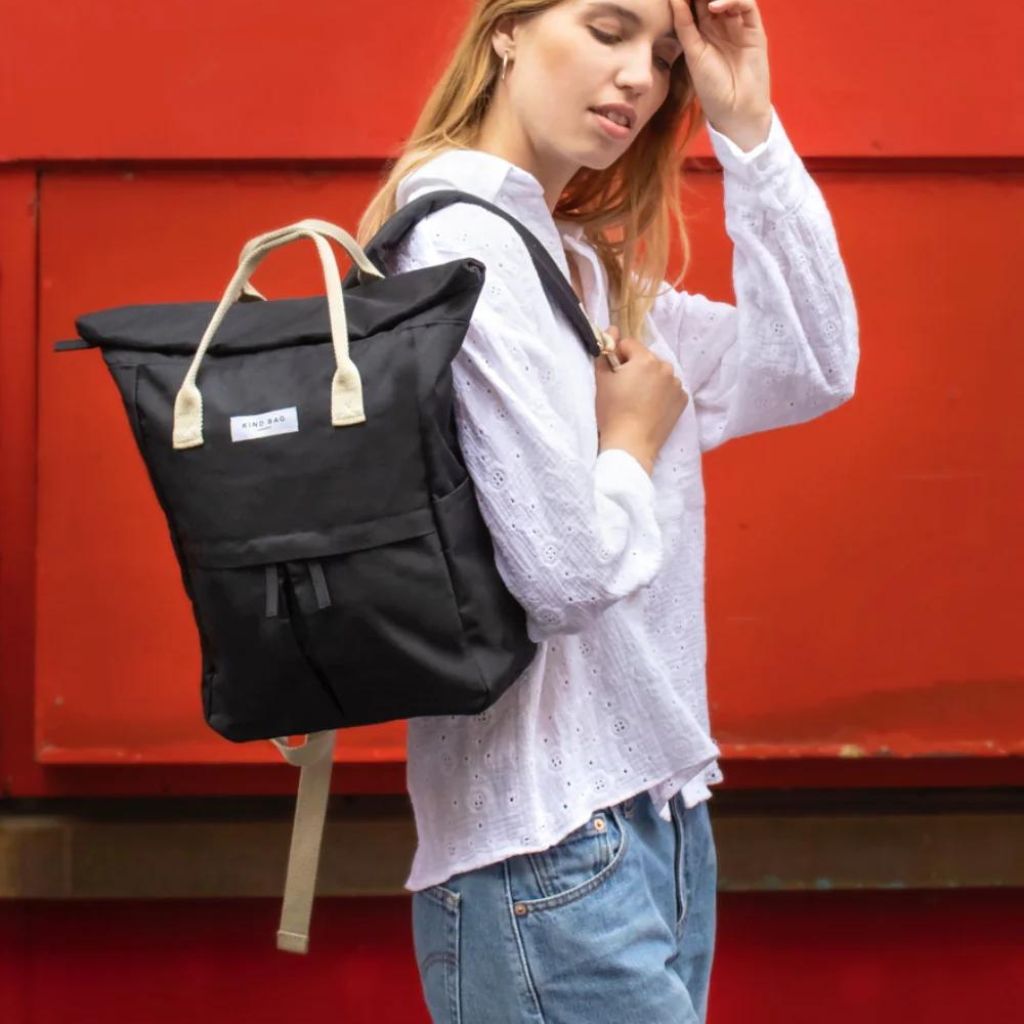 Kind Bags Hackney Medium Backpack - Stylish & Durable Black Backpack for Work, Travel & School | Water-Resistant & Spacious Design