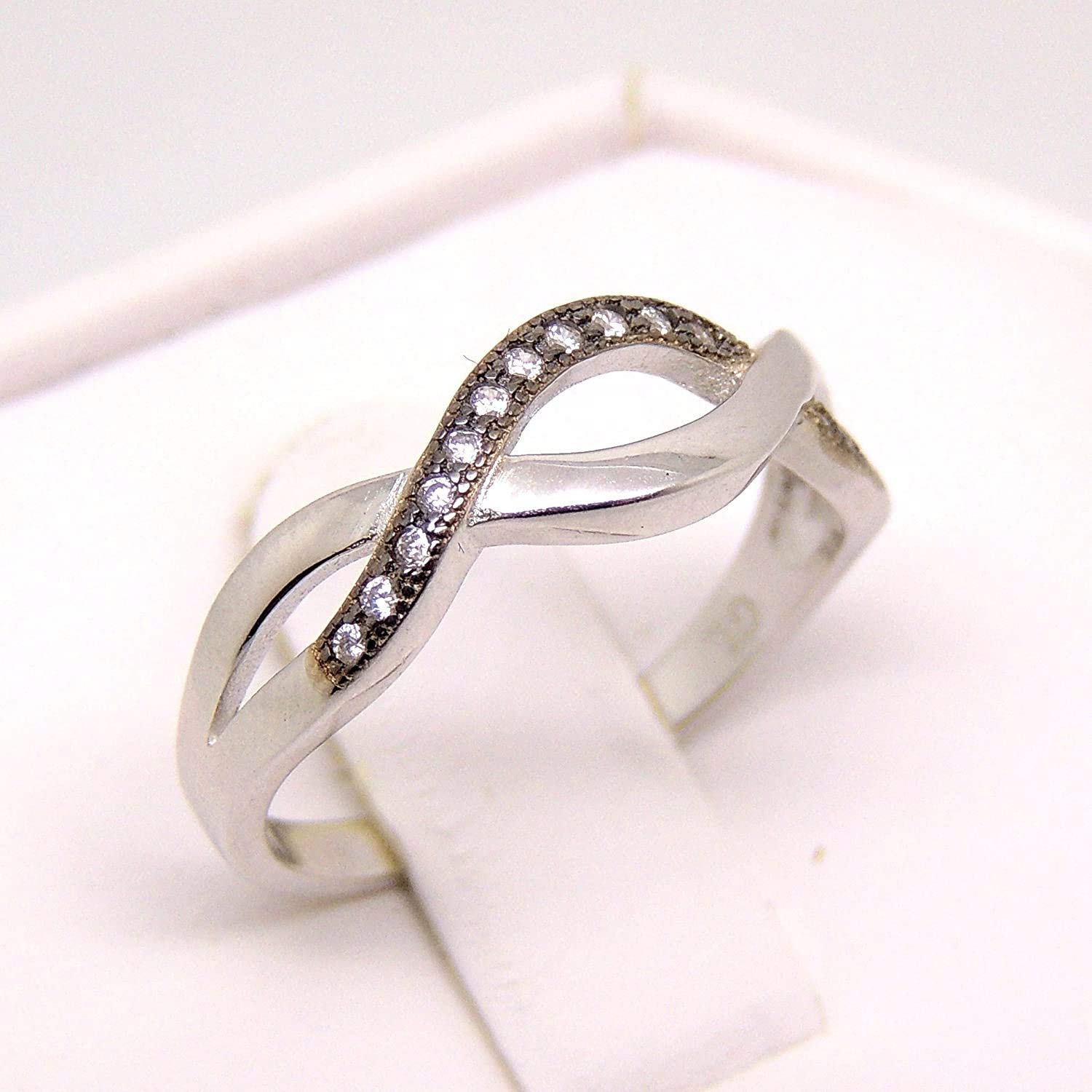 Black Infinity Ring for Women - Sterling Silver CZ Promise Ring for Gifts & Anniversaries