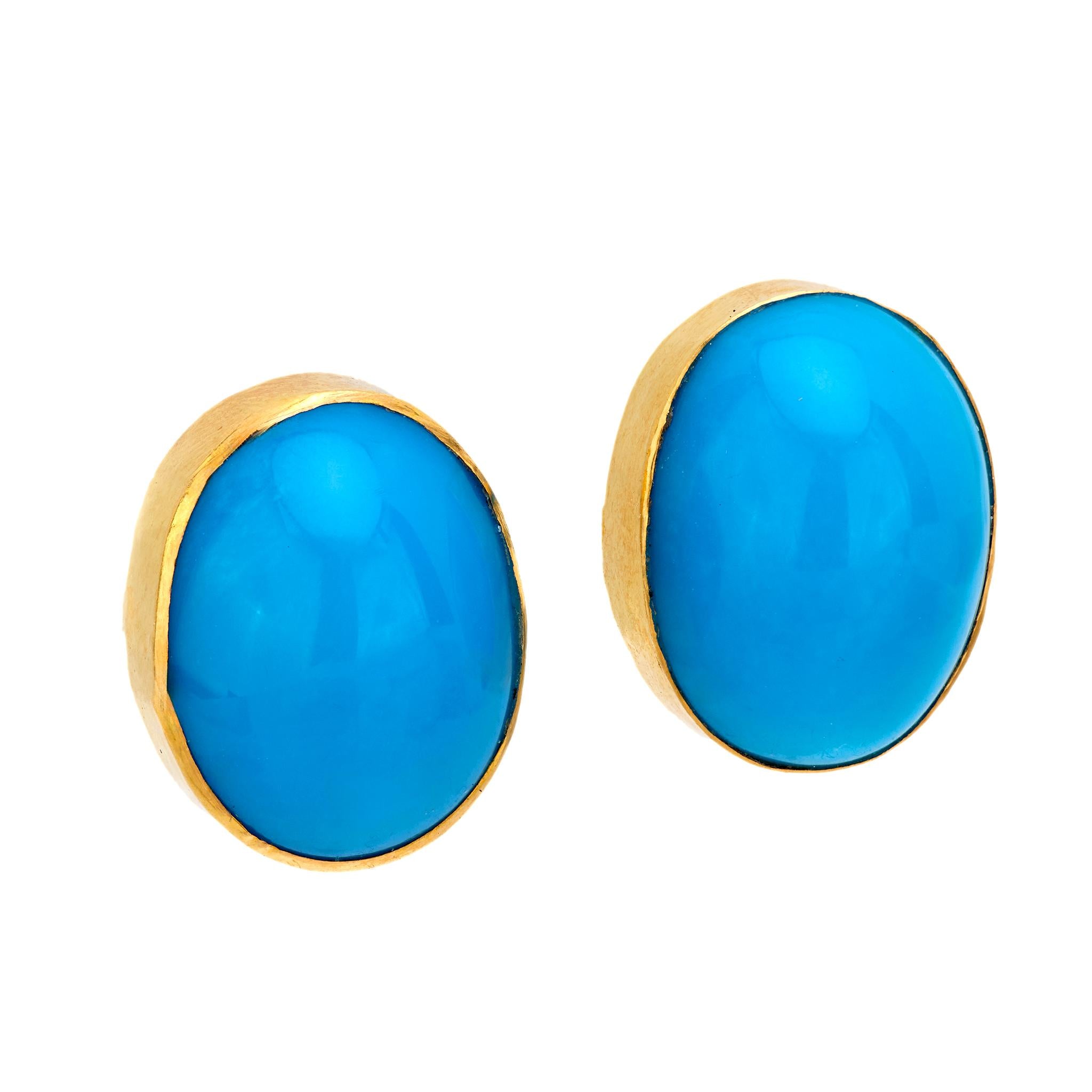 Victorian Style 18k Gold Turquoise Stud Earrings for Women - Elegant Jewelry Gift for Birthday, Anniversary & Special Occasions