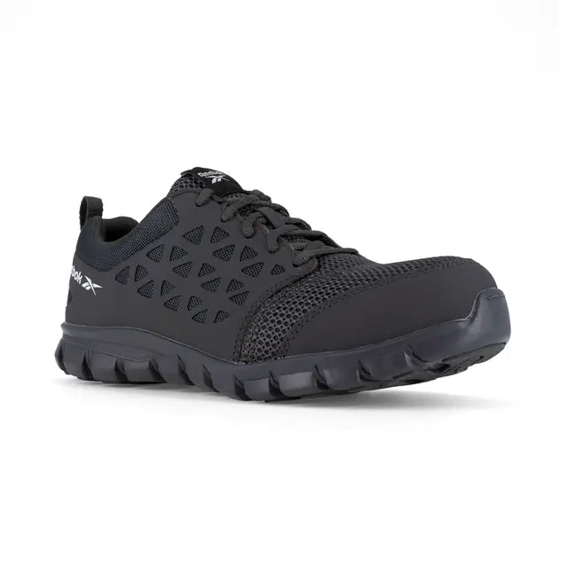 Sublite Cushion Composite Toe Athletic Work Shoes for Men - Lightweight Safety Shoes for Construction, Warehouse & Industrial Work - Black Non-Slip Work Sneakers