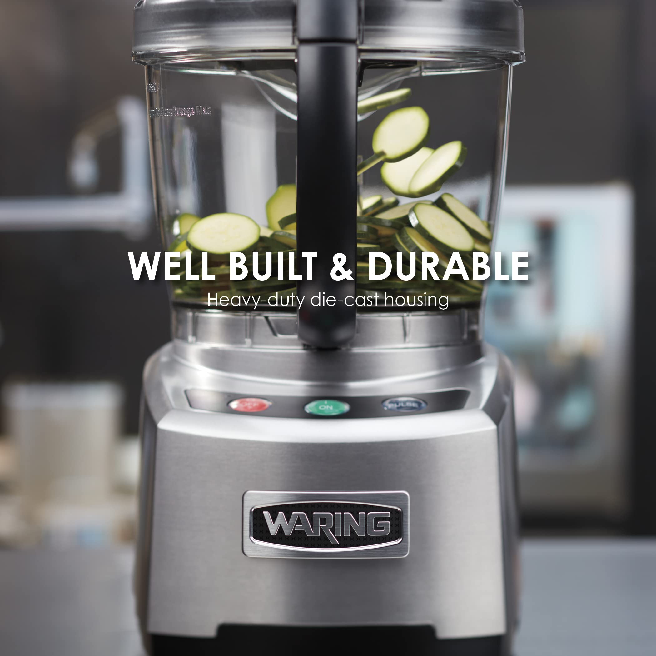Waring Commercial 4 Quart Food Processor - 2 HP Heavy Duty Motor, XL Feed Tube, LiquiLock Bowl System - Chops, Purees, Emulsifies - Perfect for Restaurants, Catering & Bulk Food Prep - 120V, 5-15 Phase Plug (WFP16SC, Black)