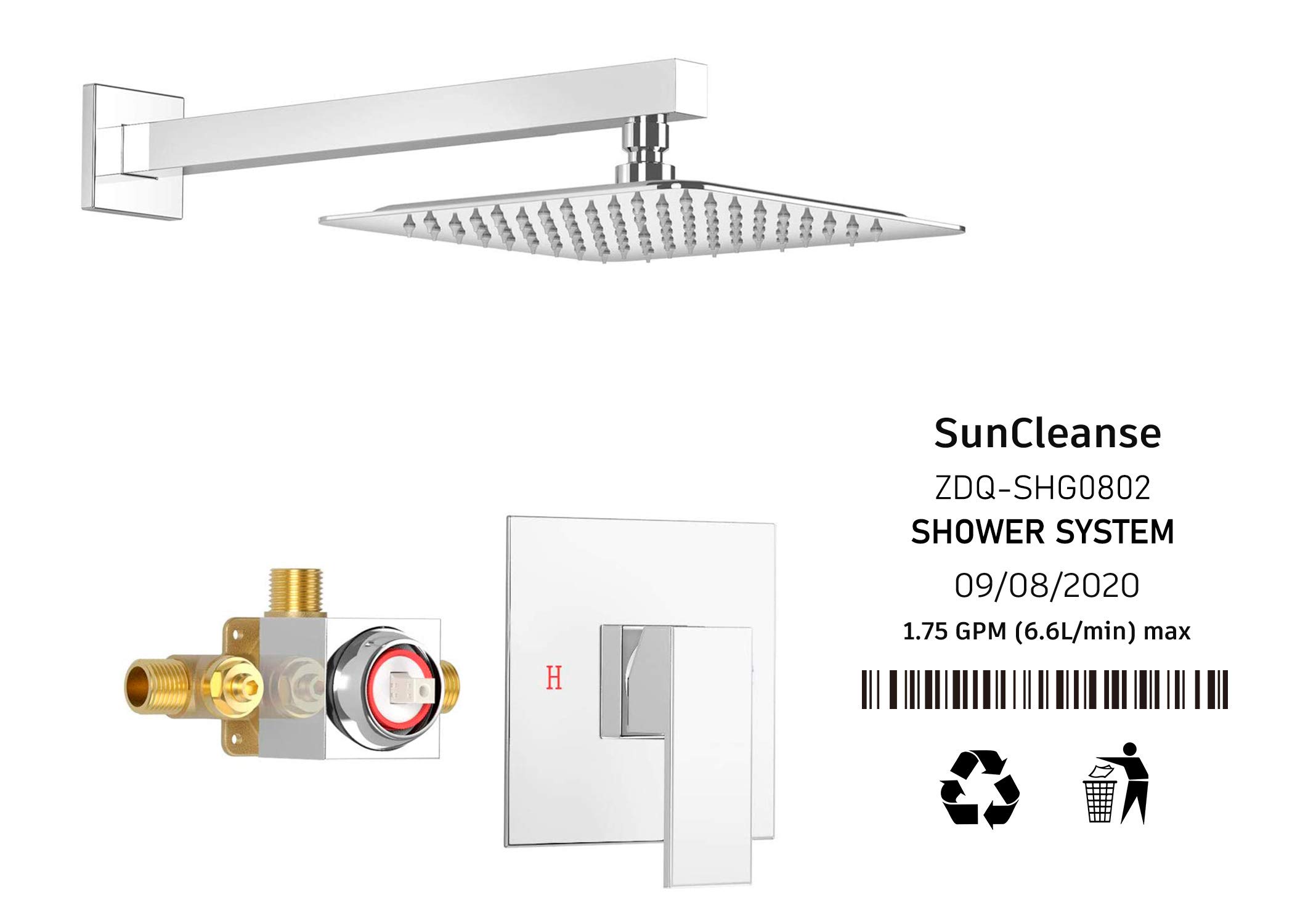 Premium 8 Inch Square Shower Faucet Set with Valve - Single Handle Shower Trim Kit with Extra Long Shower Arm & Polished Chrome Finish | Perfect for Modern Bathroom Renovation & Spa-Like Shower Experience
