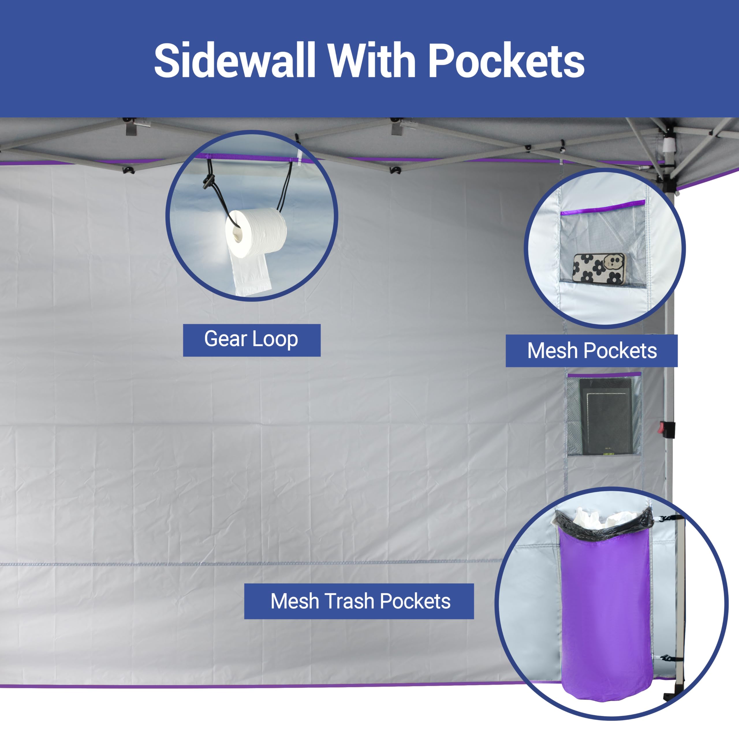 10x10 Pop Up Canopy Tent with Sidewalls & Pockets - Purple Instant Sun Shelter for Outdoor Events, Camping & Beach - Easy One-Person Setup & Portable Center Lock Design - Perfect for Picnics, Tailgating & Backyard Parties