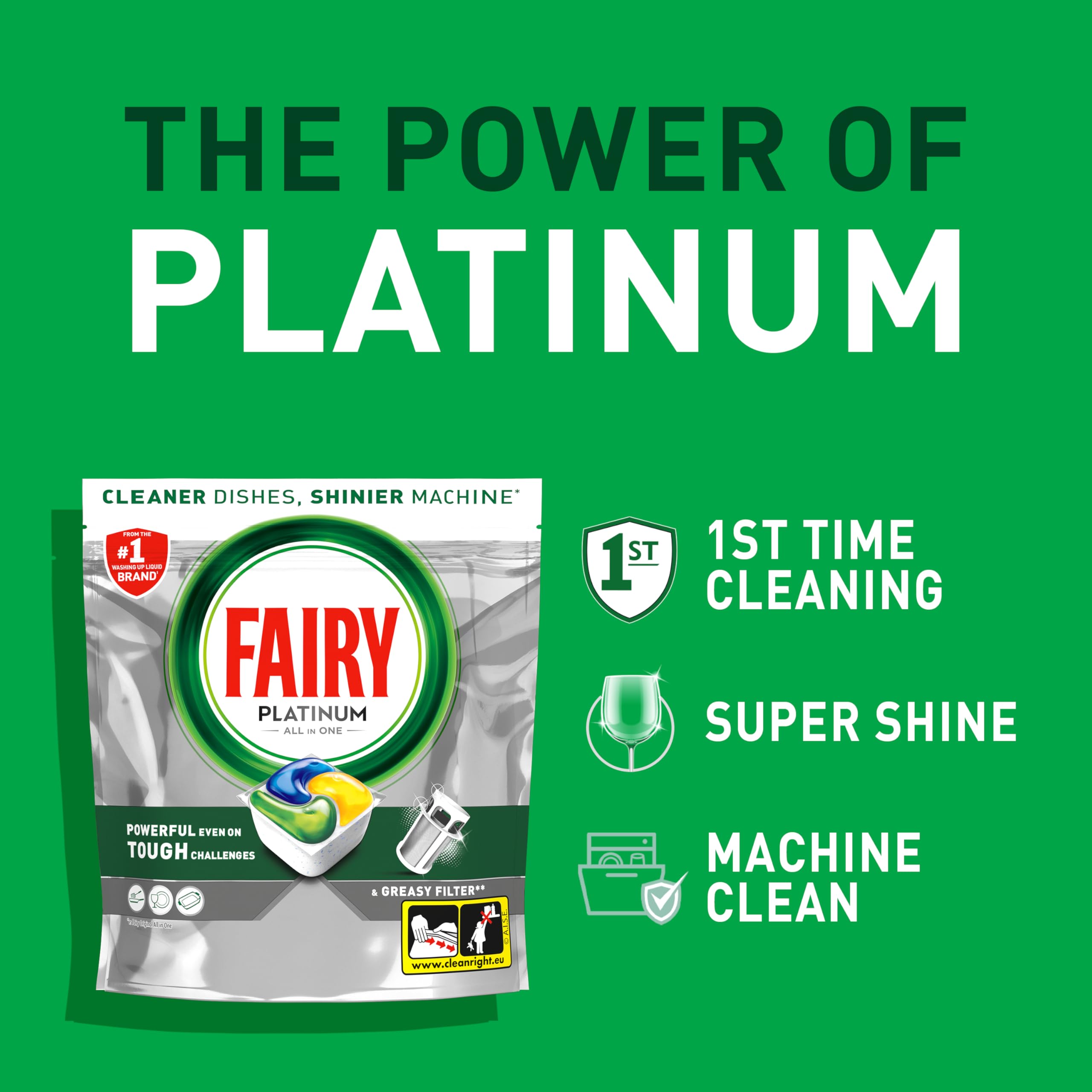 Fairy Platinum All-in-One Lemon Dishwasher Detergent Tablets - 126 Count | Powerful Cleaning for Tough Grease & Stains | Ideal for Hard Water & Daily Dishwashing Needs