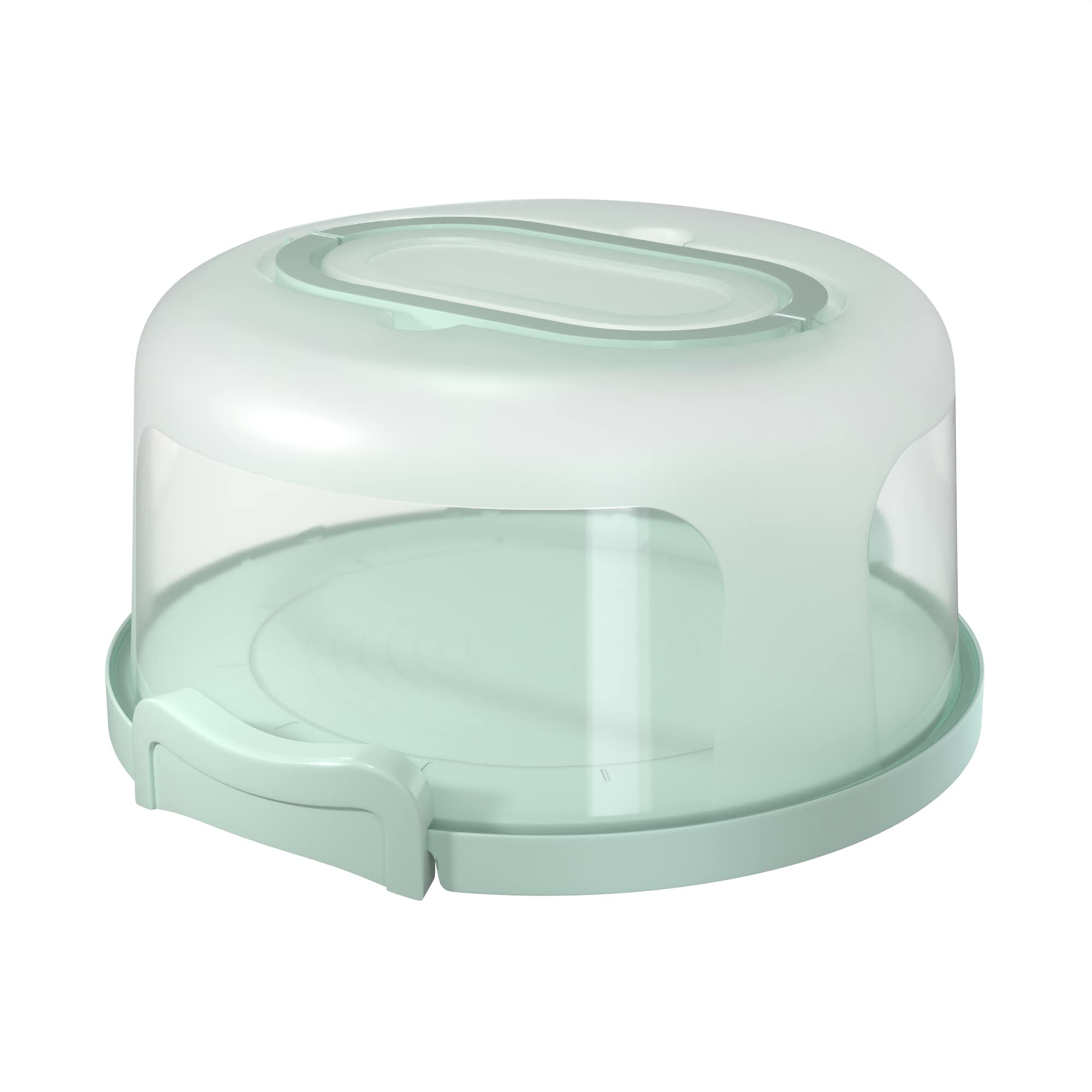 Premium Round Cake Carrier with Handle - 2-Sided Cake Holder & 5-Section Serving Tray, Portable 10-Inch Cake Stand for Pies & Desserts | Perfect for Birthday Parties, Wedding Receptions & Bakery Storage (Green)