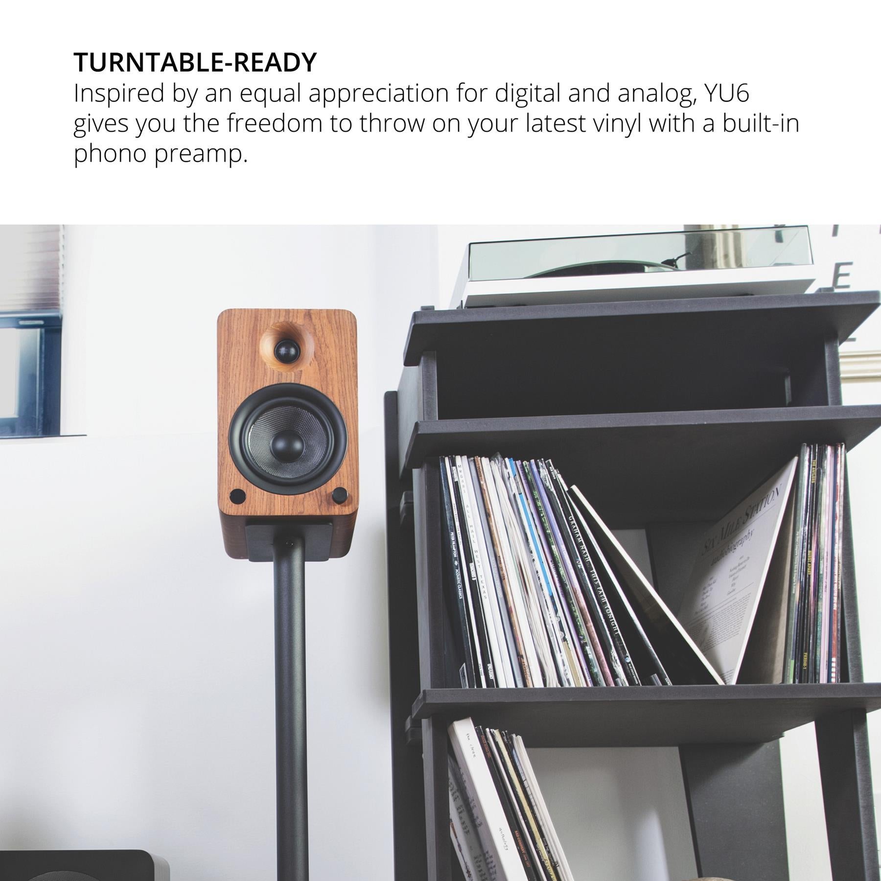 Kanto YU6 Powered Bluetooth Bookshelf Speakers with Phono Preamp - Premium Sound for Vinyl Records, Home Theater, Gaming & Music Streaming
