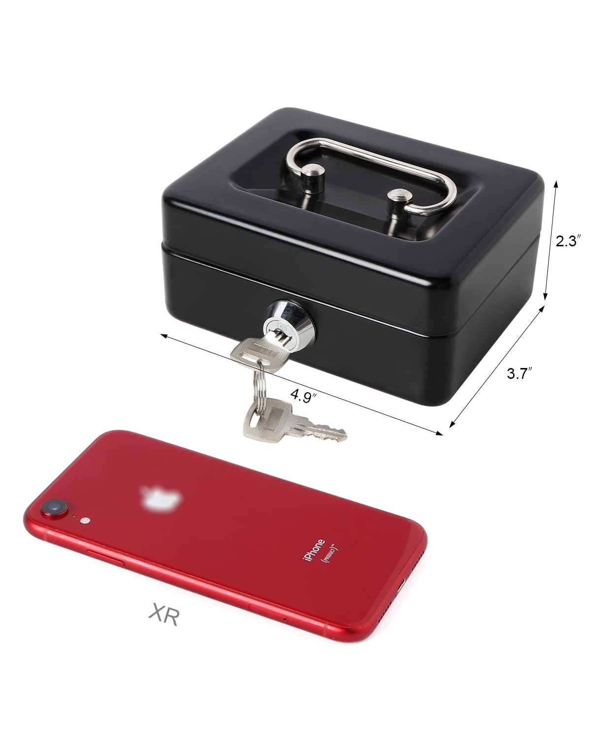 Lovndi Small Metal Cash Box with Money Tray & Lock - Secure Lockbox for Money, Coins, Valuables - Perfect for Home, Office, Retail Stores & Small Business Cash Management