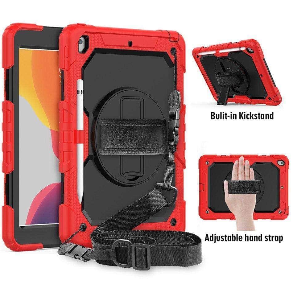360 Rotating Protective Case with Strap for iPad 10.2 (7th/8th Gen 2019/2020) - Durable Cover for Work, School & Travel