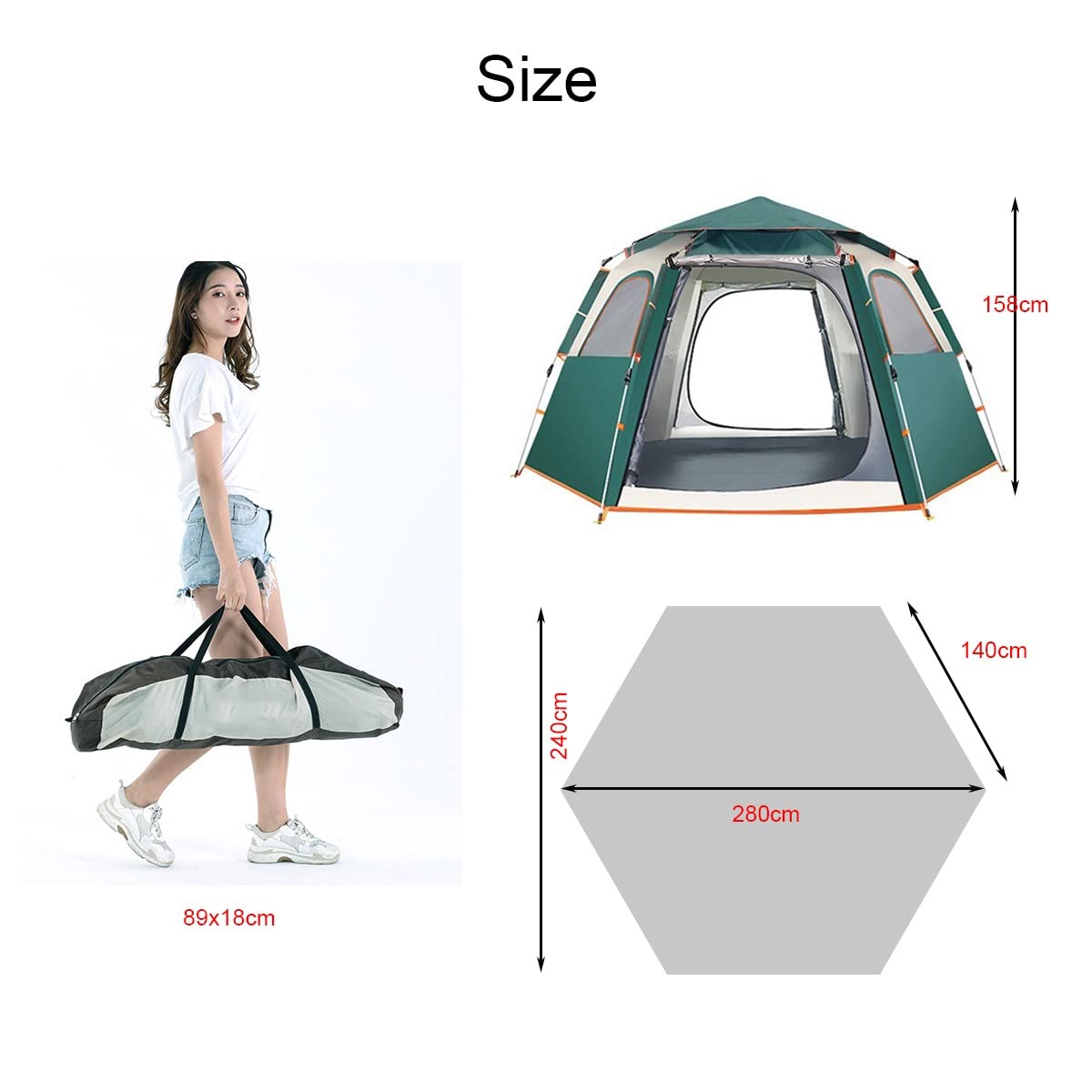 4-Person Waterproof Pop-Up Camping Tent with Moisture-Proof Mat - Instant Setup Family Tent for Outdoor Adventures, Beach Picnics & Music Festivals (Large Size) - Perfect for Backpacking, Hiking & Summer Camping Trips