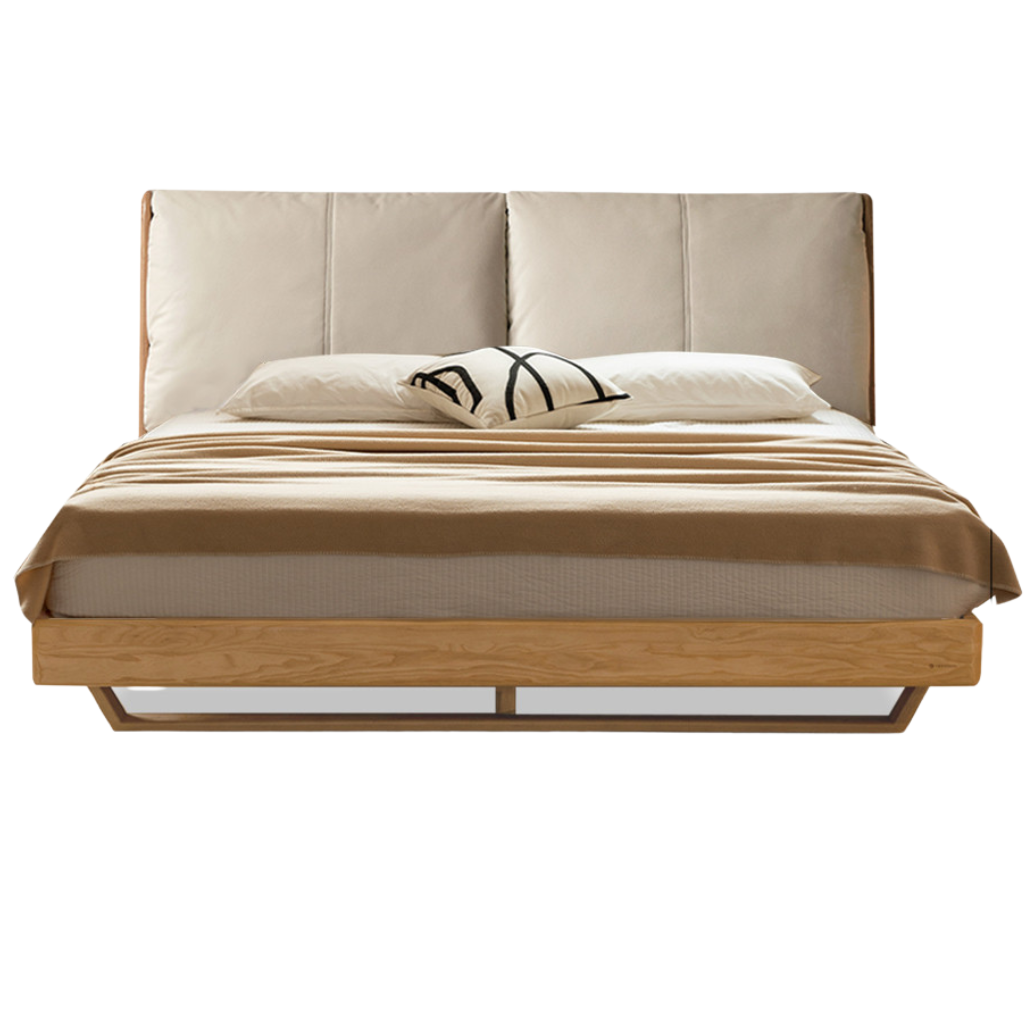 Natural Wood Color Ash soft bed leather coconut milk white