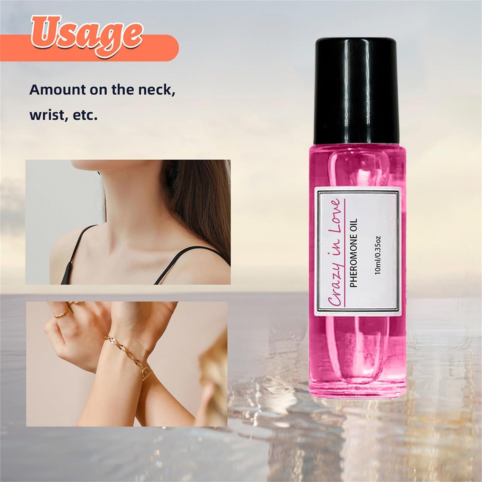 Crazy in Love Pheromone Roll-On Perfume Oil for Women - Long Lasting Fragrance, Portable Essential Oil for Date Night, Romantic Evening & Confidence Boost
