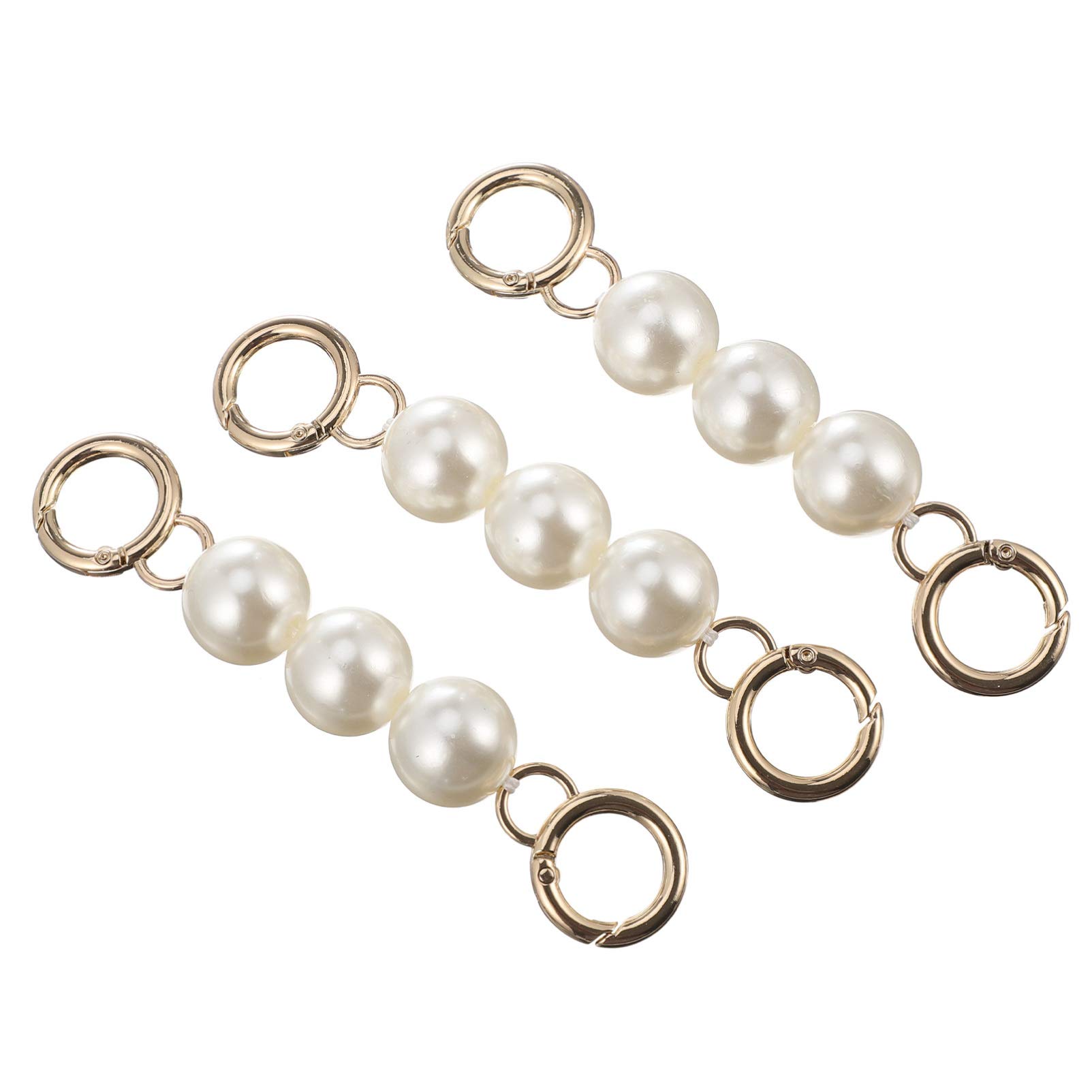 EXCEART 3-Piece Purse Chain Strap Set - Imitation Pearl Bead Handle Chain, Short Handbag Strap Replacement - Adjustable Shoulder & Crossbody Bag Extender for Women's Purses, Clutches, and Sling Bags | Perfect for Evening Events, Parties, and Daily Use