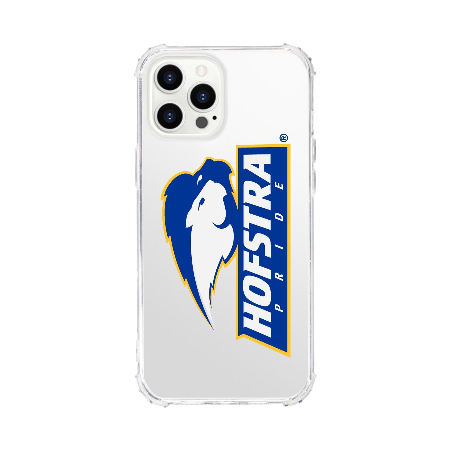 OTM Essentials Durable Phone Case for iPhone 13 Pro Max - Shockproof Protective Cover with Tough Edge, Hofstra University Classic White Design - Perfect for School, Work & Everyday Use