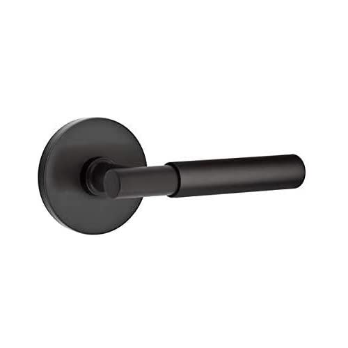 Emtek Passage Set with Disk Rosette and Myles Lever - Left Hand, Oil Rubbed Bronze Finish for Interior Doors | Perfect for Bedrooms, Bathrooms, and Closets