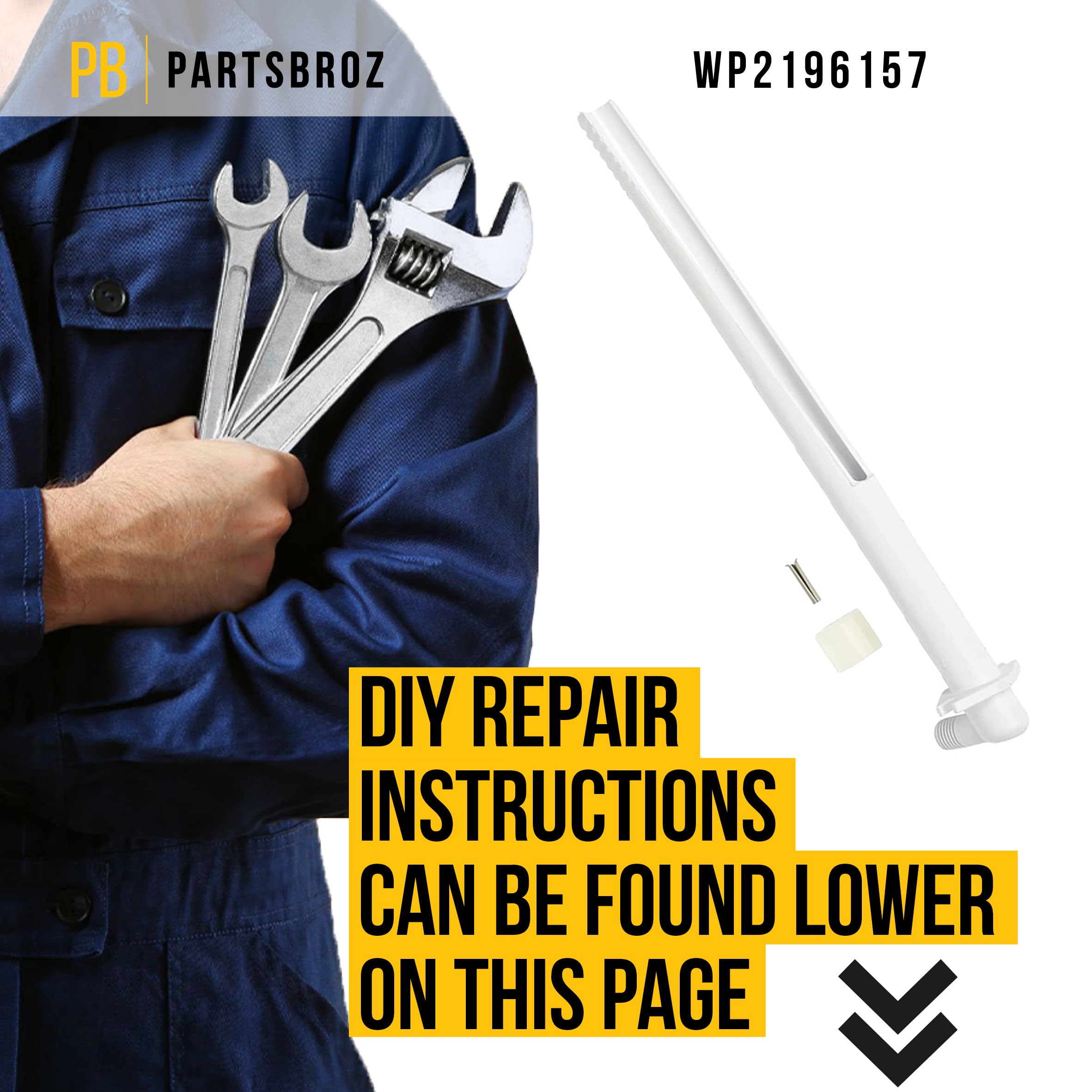 PartsBroz WP2196157 Refrigerator Ice Maker Water Fill Tube Kit - Compatible with Whirlpool, Kenmore, KitchenAid, Roper Freezers - Replaces AP6006156, 1112845, 2154070, 2154080, 2154081, 2174759 - Perfect for DIY Refrigerator Repair and Ice Maker Maintenance