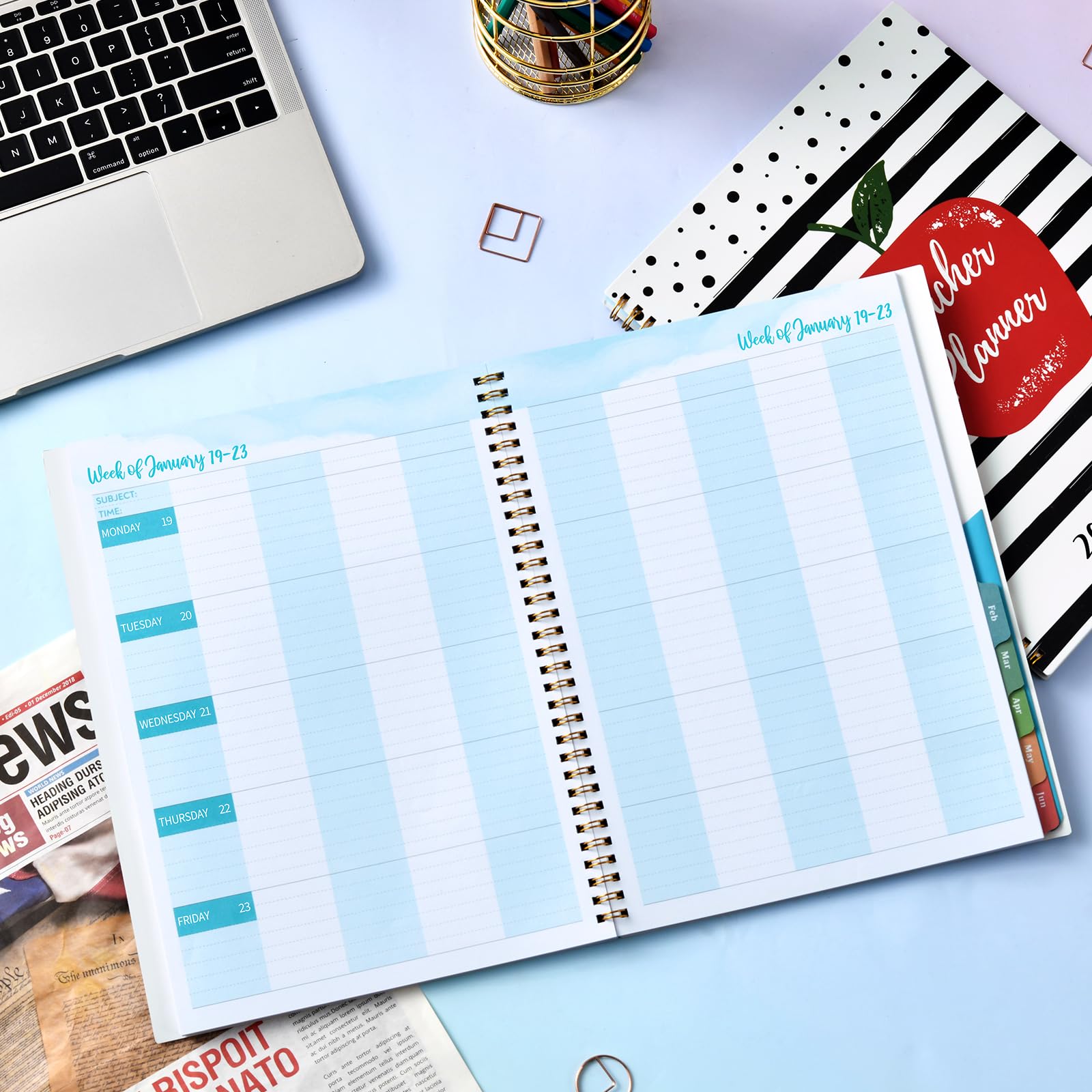 2025-2026 Teacher Planner - Academic Lesson Planner with Spiral Binding & Colorful Monthly Tabs (July 2025-June 2026, 8.5
