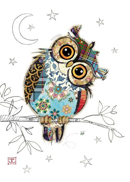 Bug Art Greeting Card - Whimsical Kooks Owen Owl Design for Birthday, Thank You & Special Occasions | Unique Handmade Card for Nature Lovers