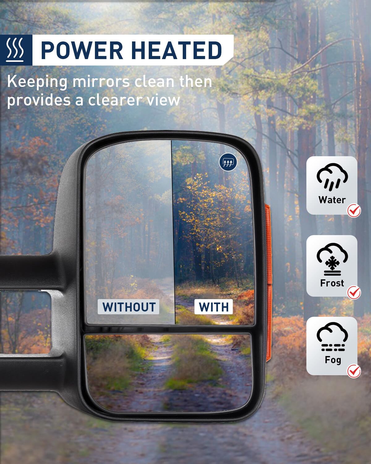 ECCPP Power Heated Telescoping Towing Mirrors with Amber Light - Compatible with 03-06 Chevy Silverado, GMC Sierra 1500/2500HD/3500, Suburban, Yukon XL & Tahoe - Perfect for Towing, Camping & Off-Road Adventures