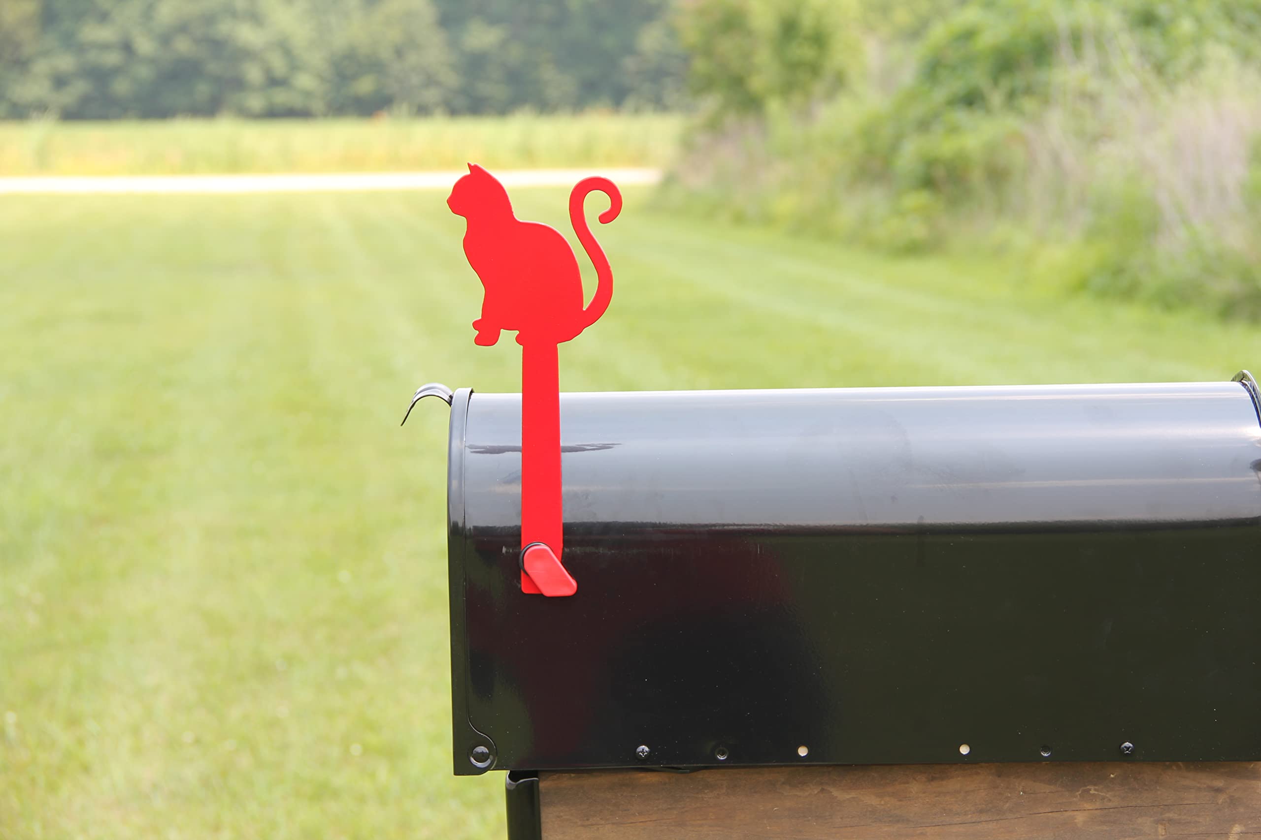 Decorative Metal Cat Mailbox Replacement Flag - Madison Iron & Wood Design (Red) | Flag Only, No Mounting Hardware | Perfect for Outdoor Mailboxes, Garden Decor & Unique Home Accents