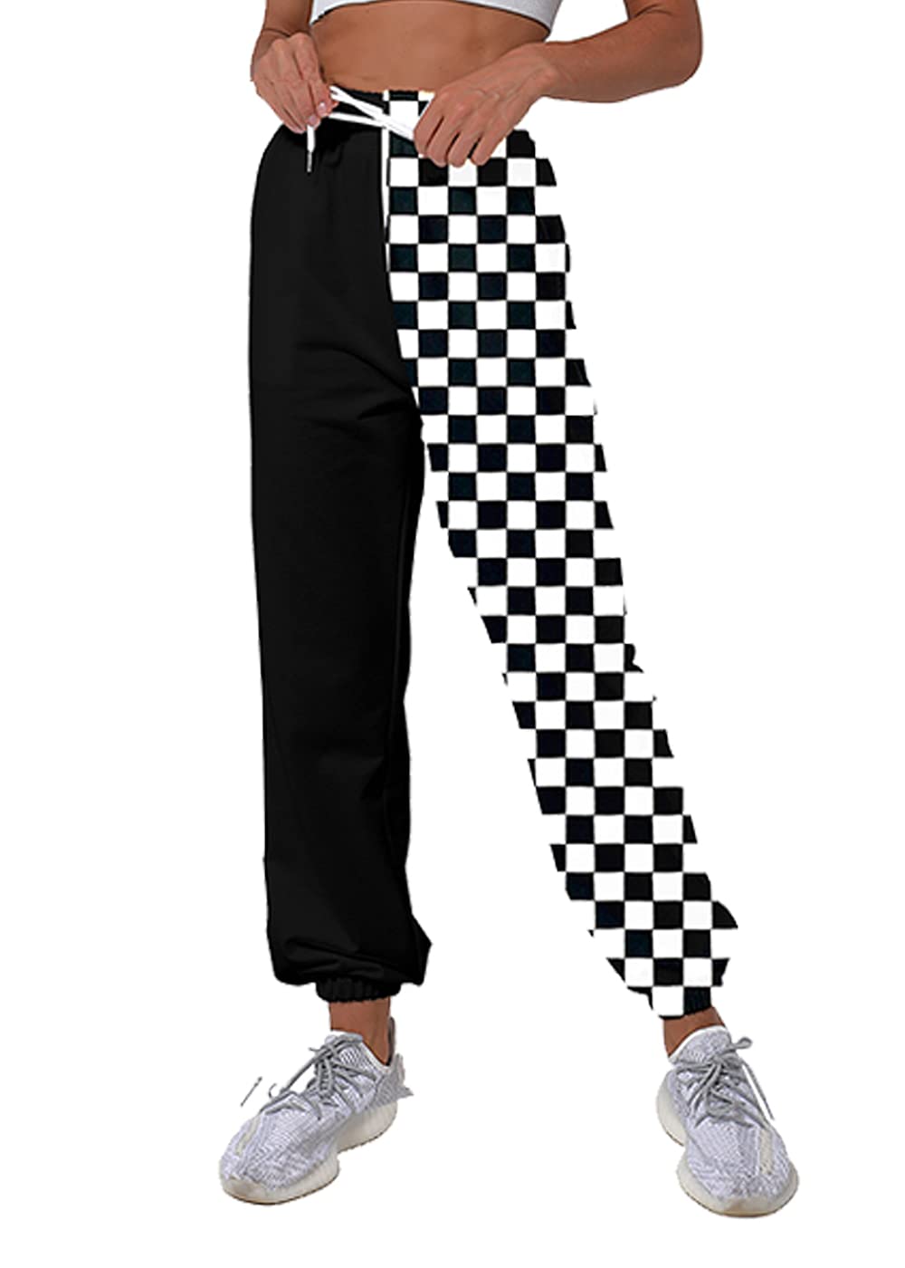 Gothic Wide Leg Sweatpants for Women - Punk Korean Style Black Joggers | Harajuku Yoga Pants for Casual Wear, Street Fashion & Lounge Comfort