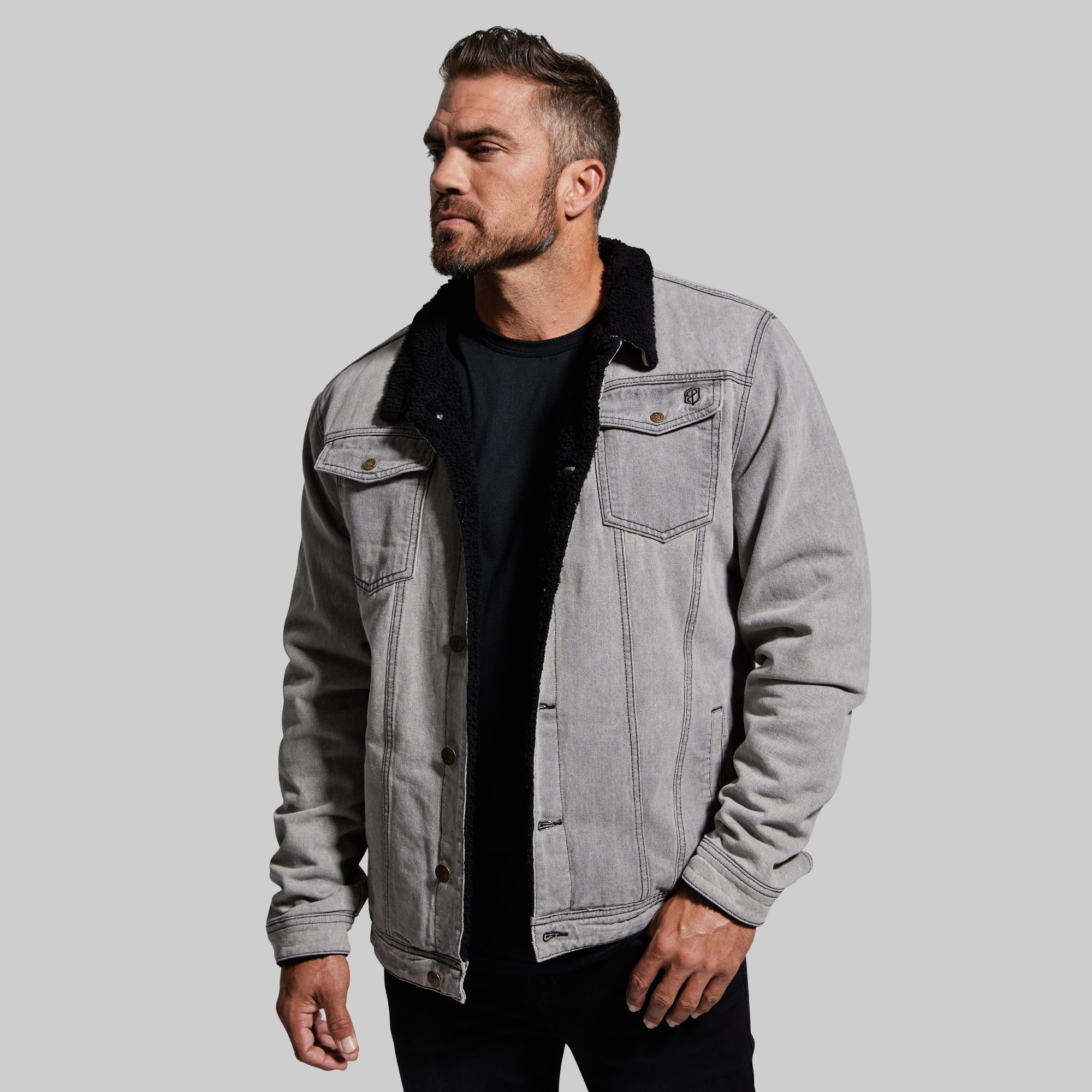 Men's Vintage Pioneer Jacket - Distressed Grey Wash Denim Coat for Outdoor Adventures & Casual Wear