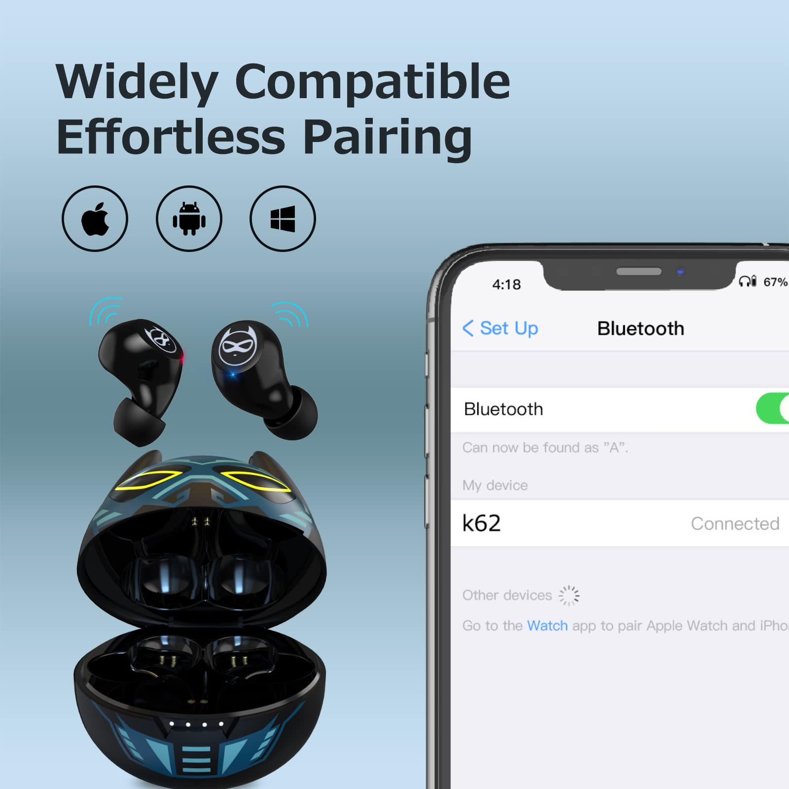 Kids Wireless Earbuds Bluetooth 5.1 with Dual Mic & Charging Case - 36H Playtime, IPX5 Waterproof, Hi-Fi Stereo Sound - Perfect for Sports, Workouts, Gaming & School Activities