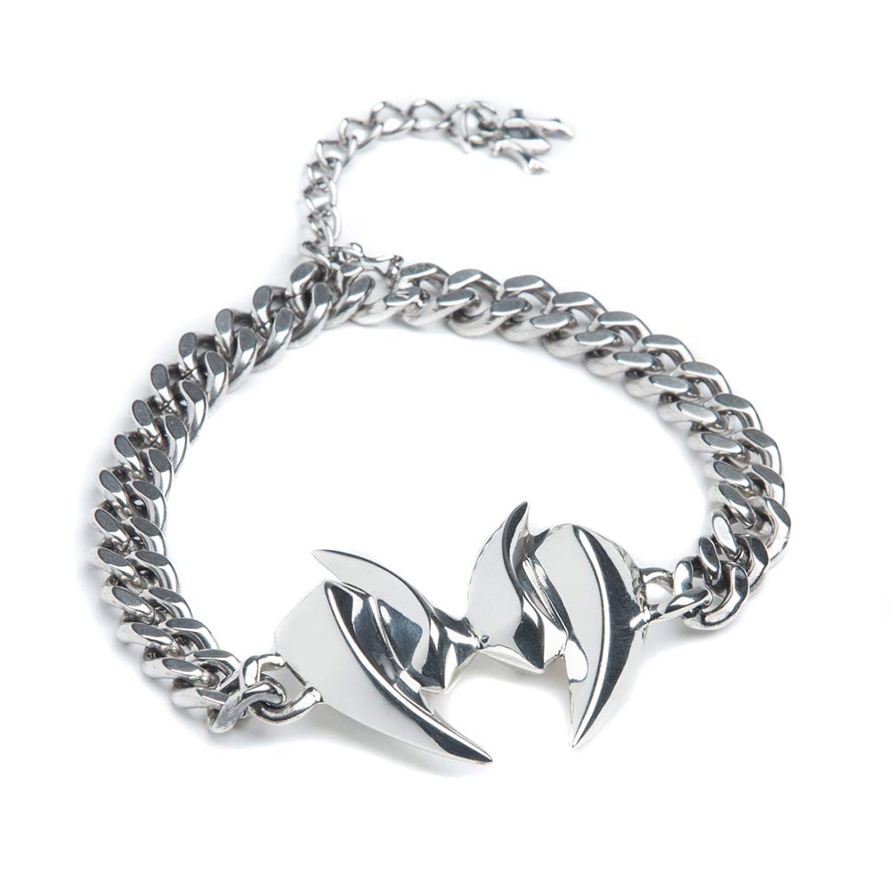 MEZMIC 1829 Lion Collection 925 Sterling Silver Jewelry - Lion's Double Teeth Pendant Chain Bracelet for Men & Women - Adjustable Length (S 7.1
