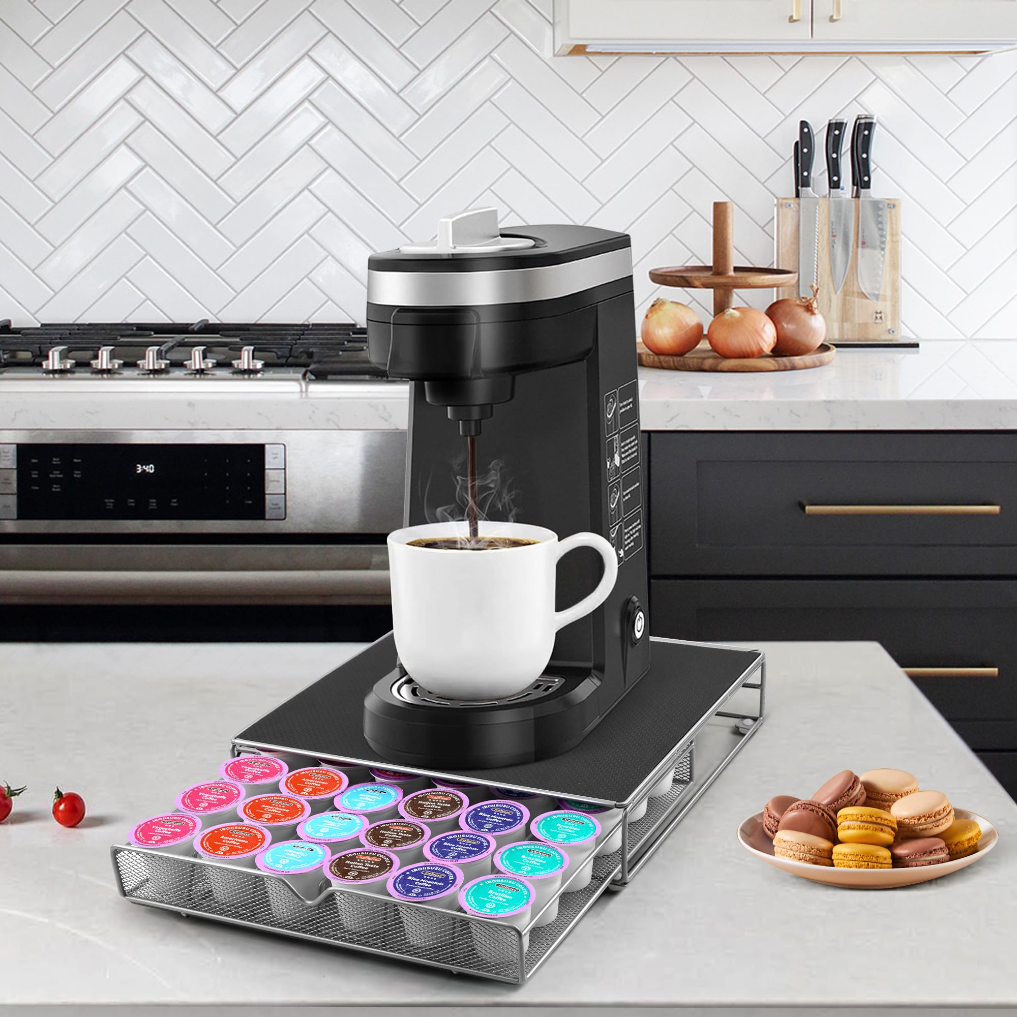 36-Cup Coffee Pod Drawer Organizer - Under Coffee Pot Storage for Home & Office