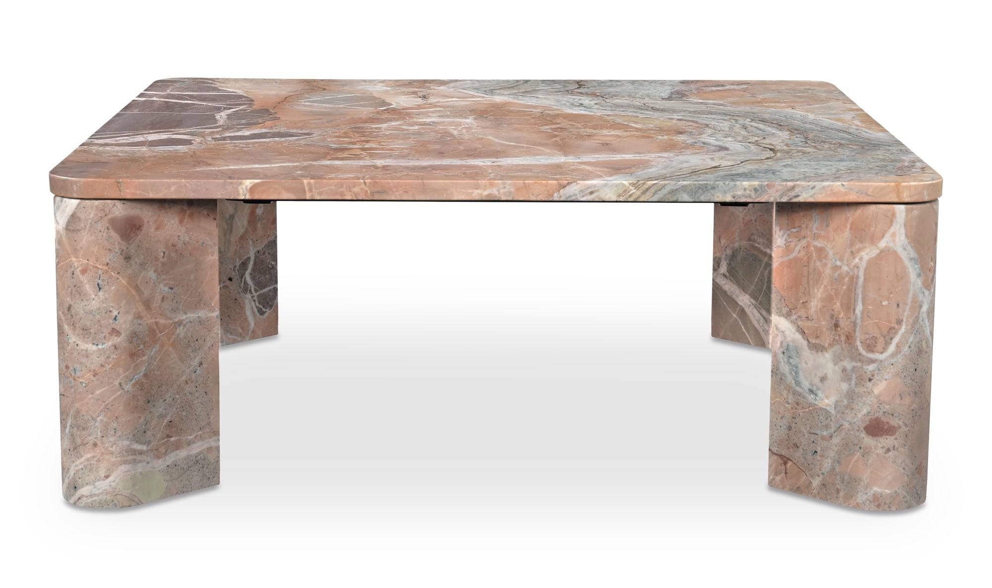 Modern Orange Lavante Marble Segment Coffee Table - Stylish Living Room Centerpiece for Home Decor & Entertaining