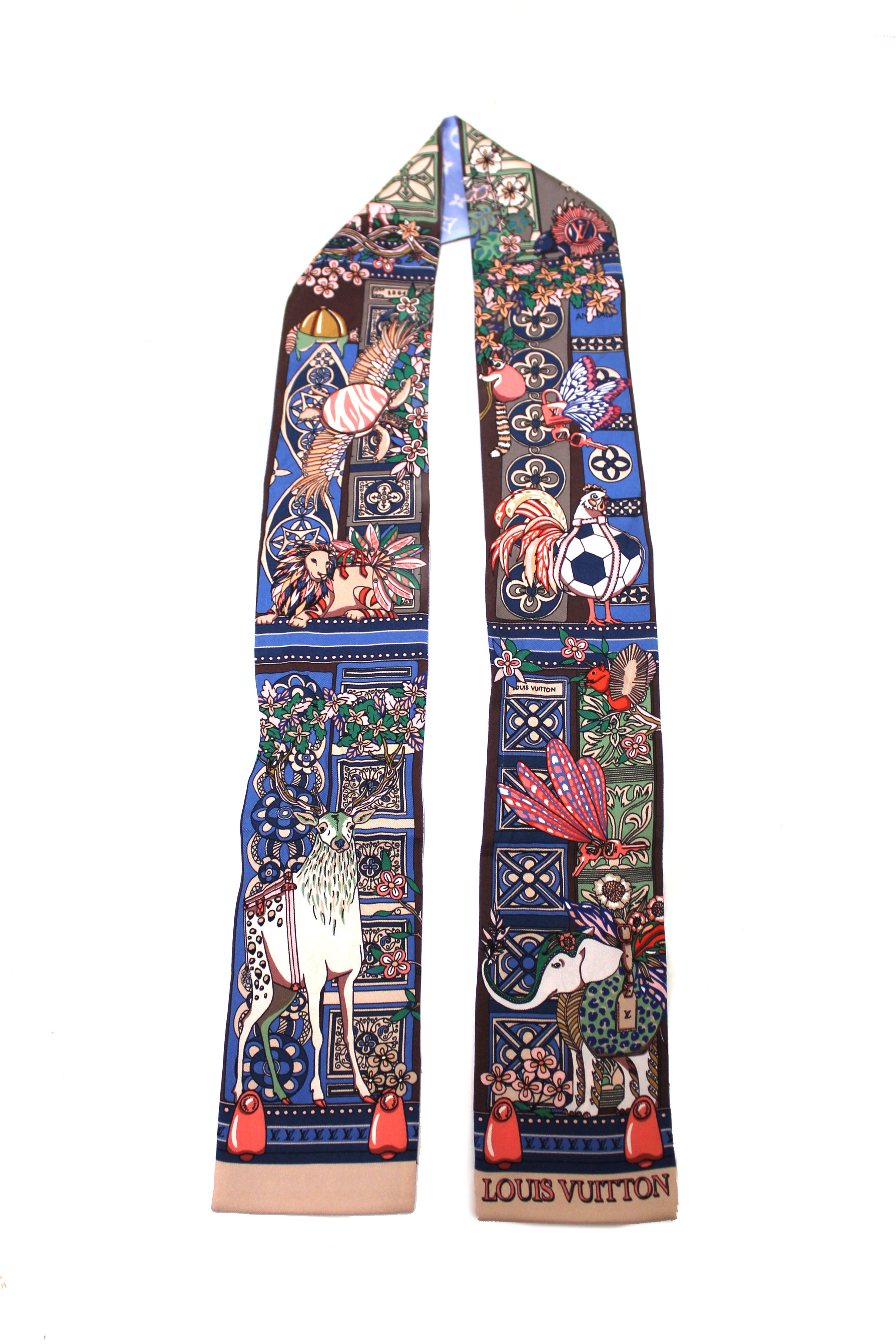 Authentic Louis Vuitton Silk LV Wonderland Bandeau Scarf - Luxury Fashion Accessory for Women, Elegant Neck Wrap & Hair Band for Parties, Weddings & Special Occasions