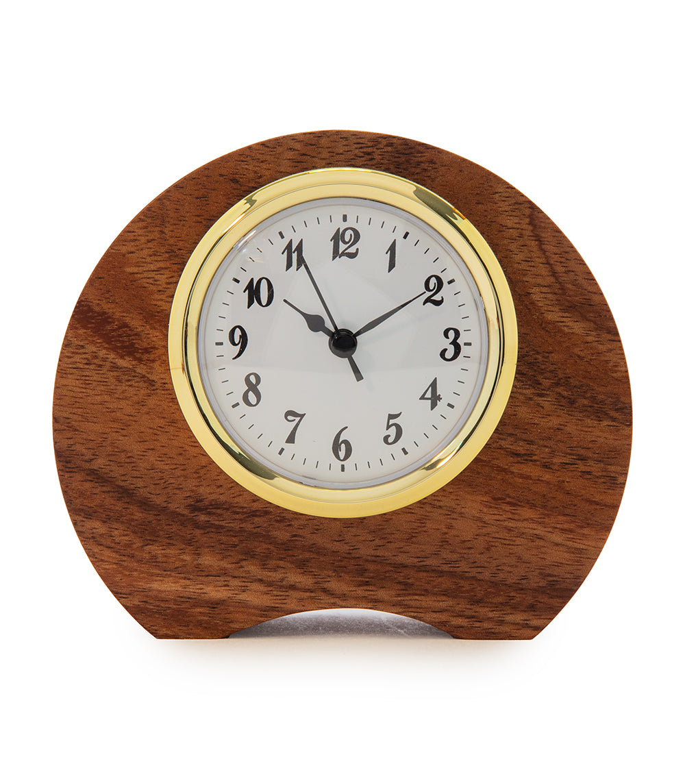 Premium Malia Koa Padauk Wooden Desk Clock - Handcrafted Natural Wood Office Decor | Perfect Gift for Home, Office & Executive Workspace