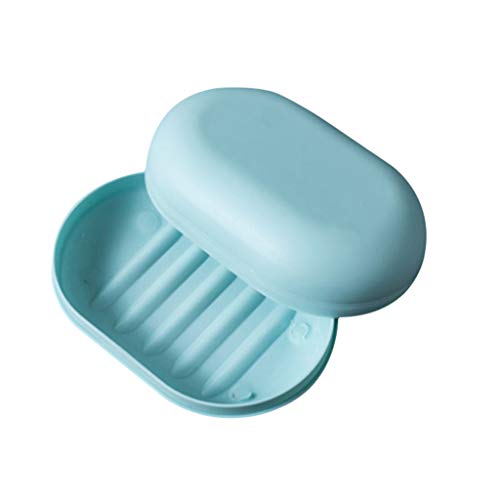 BCDlily Plastic Soap Holder - Shower Soap Box Tray for Bathroom, Travel & Gym Storage - Light Blue Soap Dish for Camping & Home Use